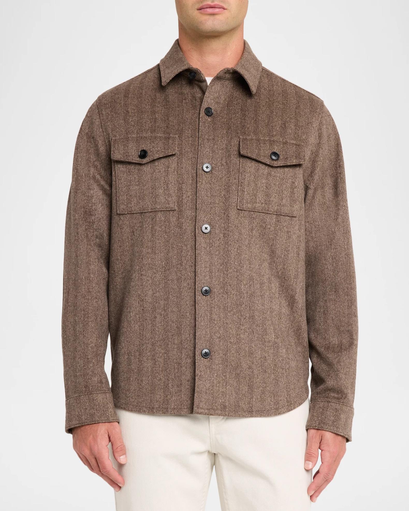 Neiman Marcus Men's Wool and Cashmere Prince Of Wales Overshirt ...