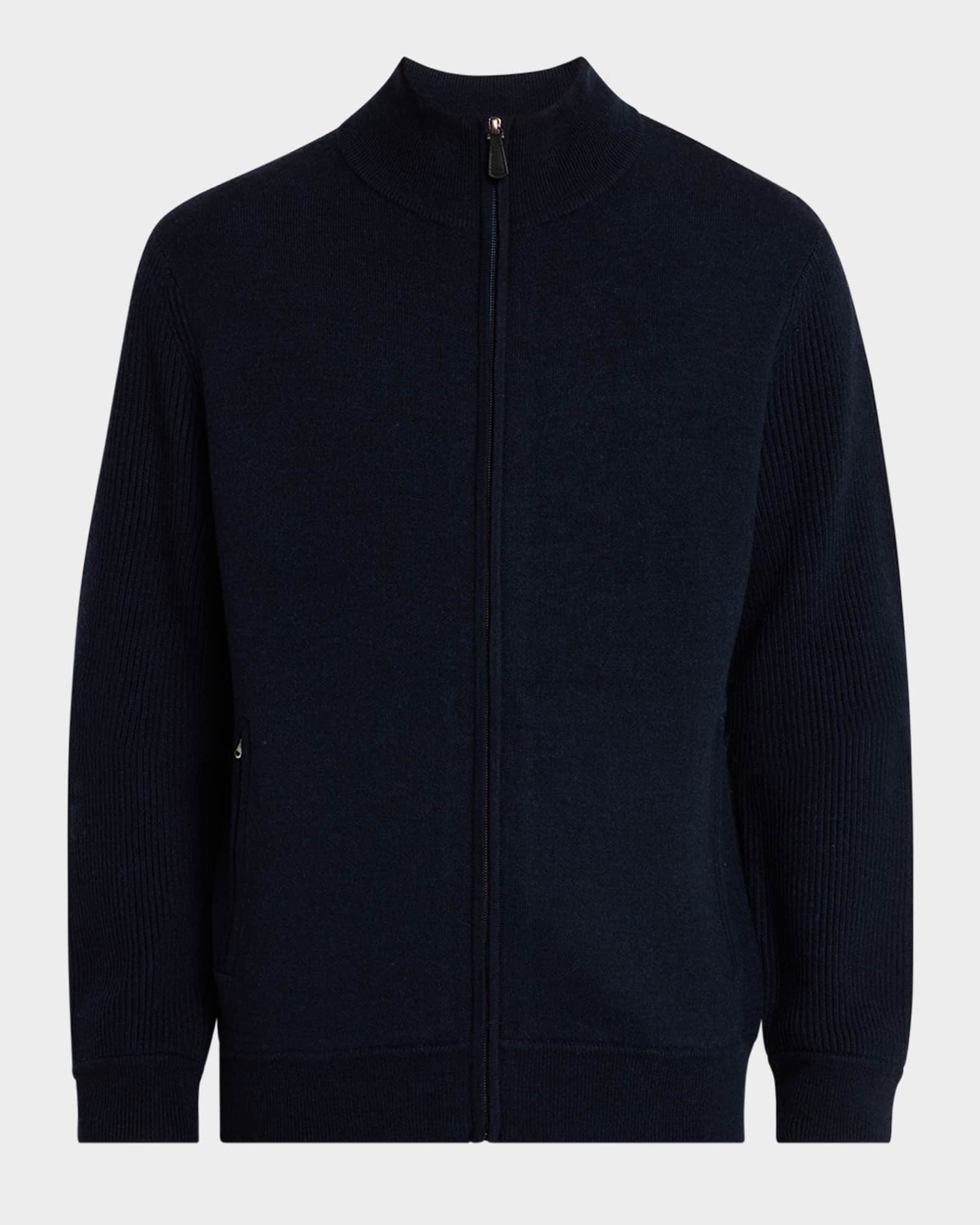 Men s Wool Double Faced Full Zip Bomber Jacket