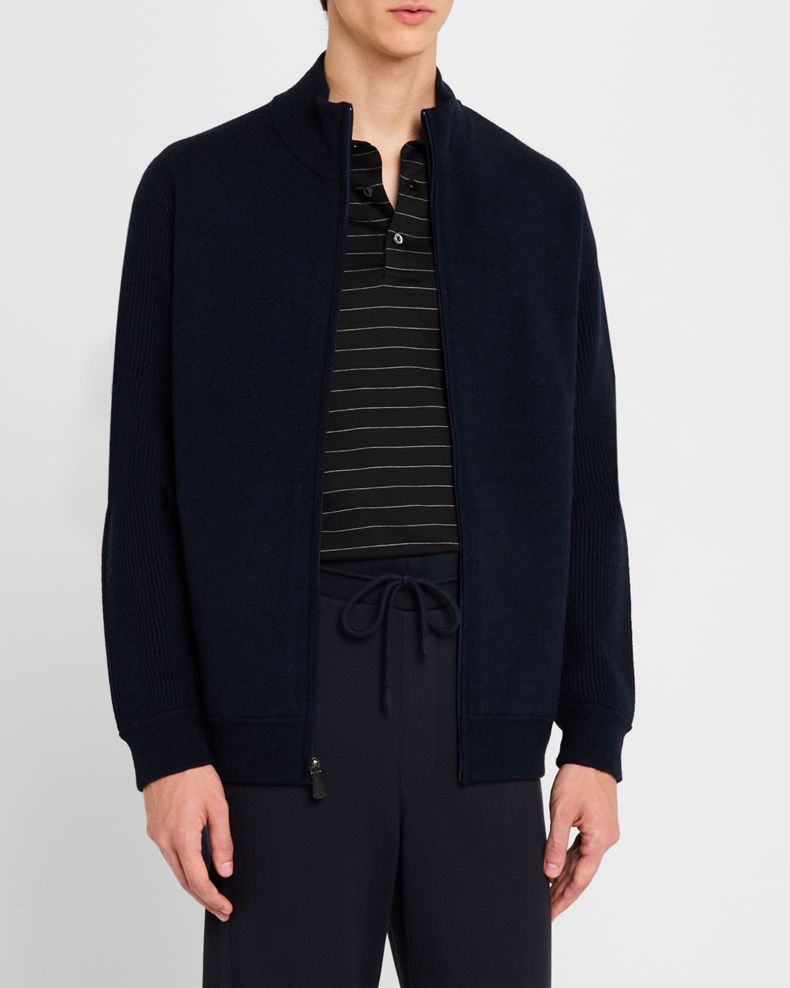 Men s Wool Double Faced Full Zip Bomber Jacket