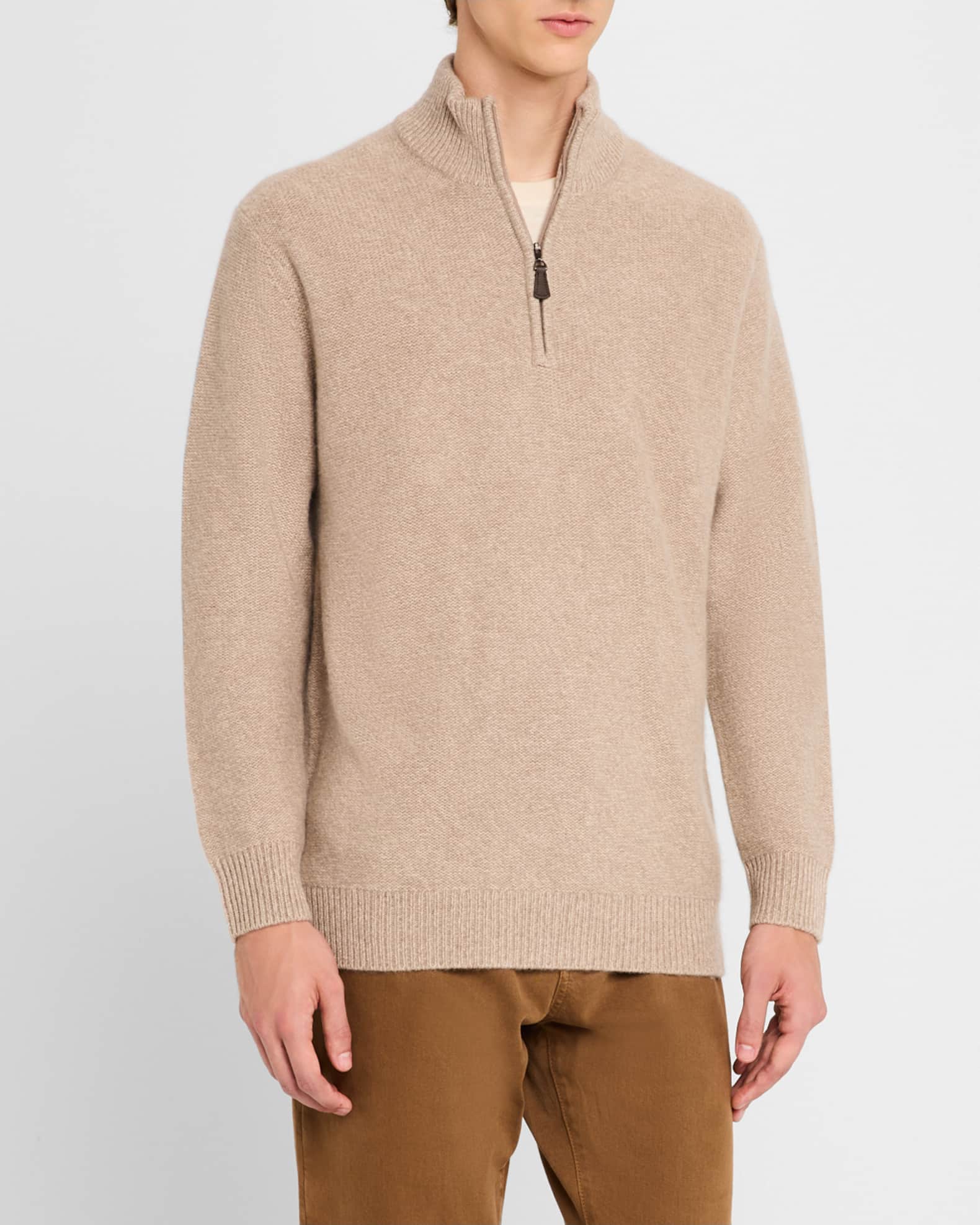 Men s Marled Cashmere Quarter Zip Sweater