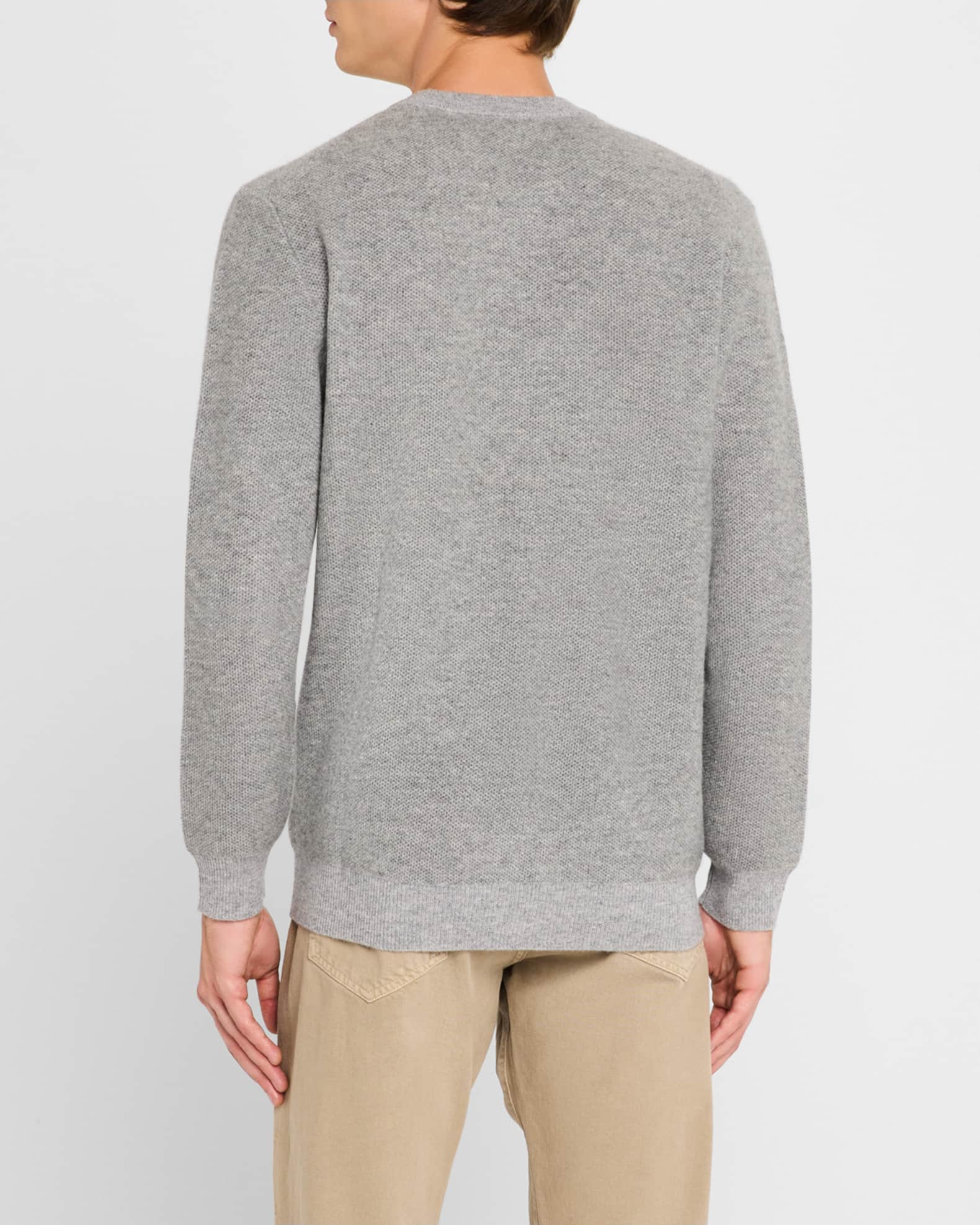 Men s Cashmere Honeycomb Knit Crewneck Sweater