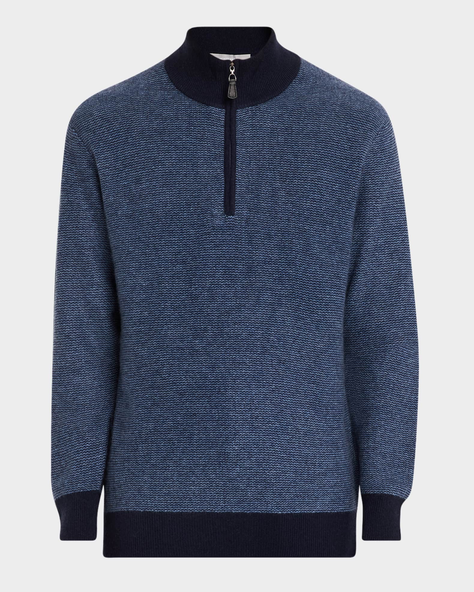 Men s Cashmere Pique Quarter Zip Sweater