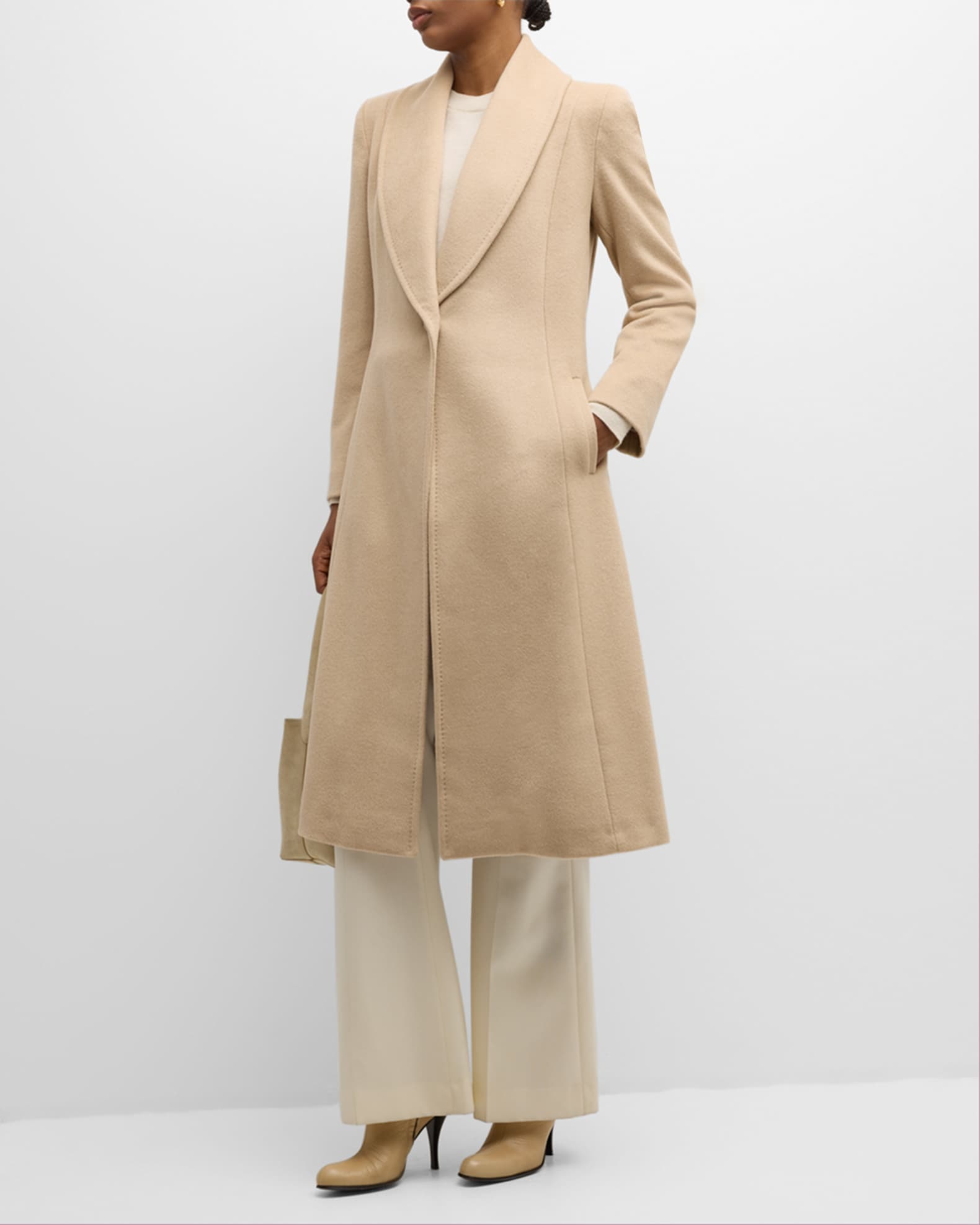 Sofia Cashmere Women s Shawl Collar Camel Hair Princess Coat