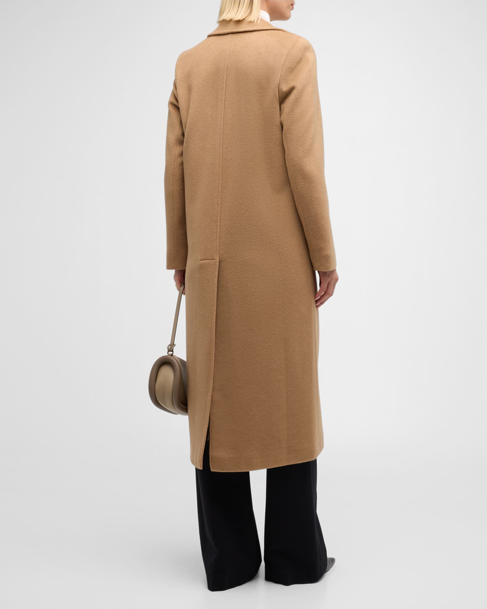 Sofia Cashmere Double Breasted Long Camel Wool Coat Neiman Marcus