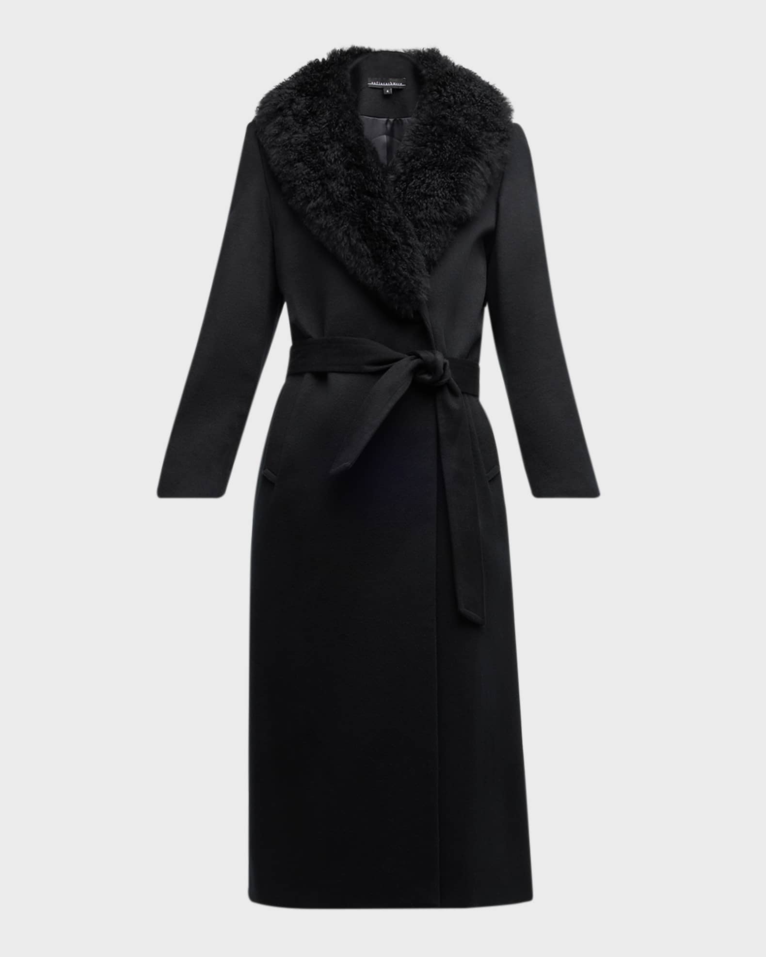 Sofia cashmere coat with fur collar top
