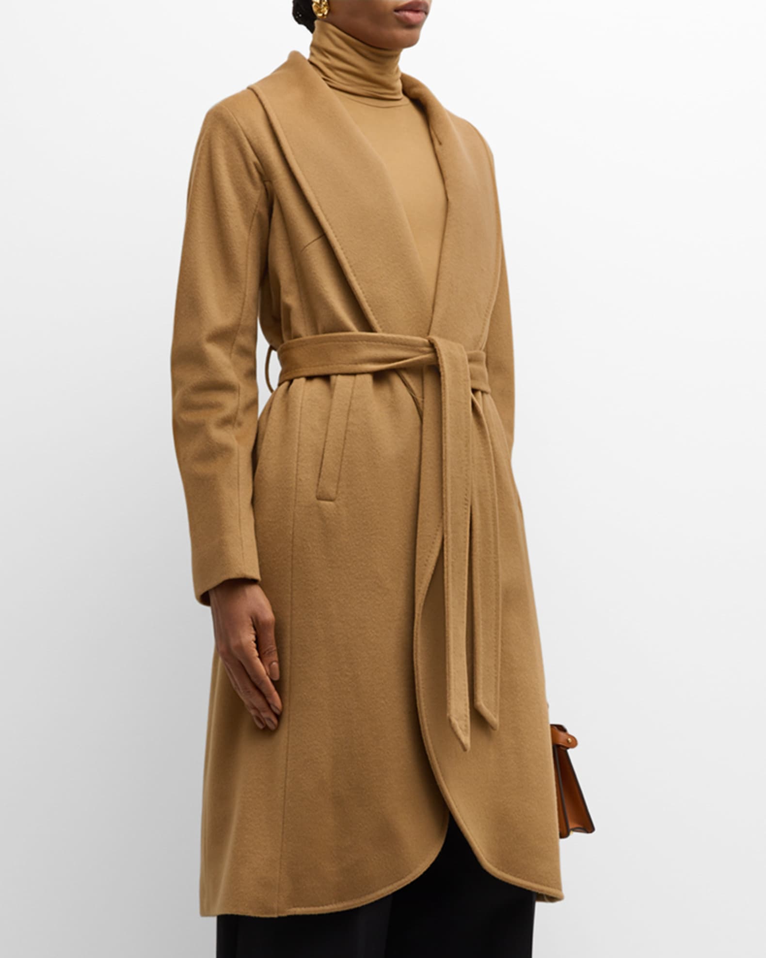 Cashmere Shawl Collar Maxi Wrap Coat