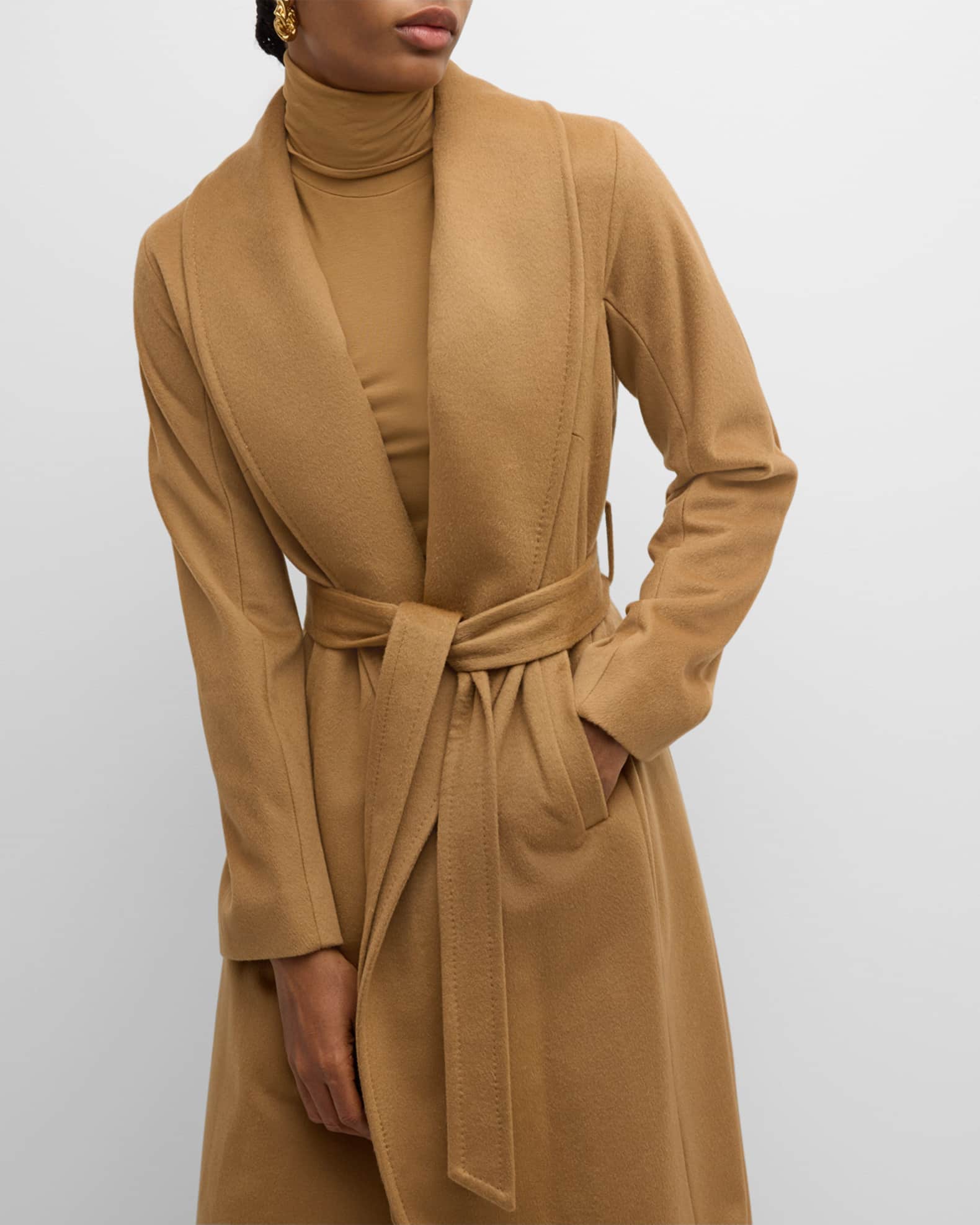 sofia cashmere shawl fur collar wrap coat