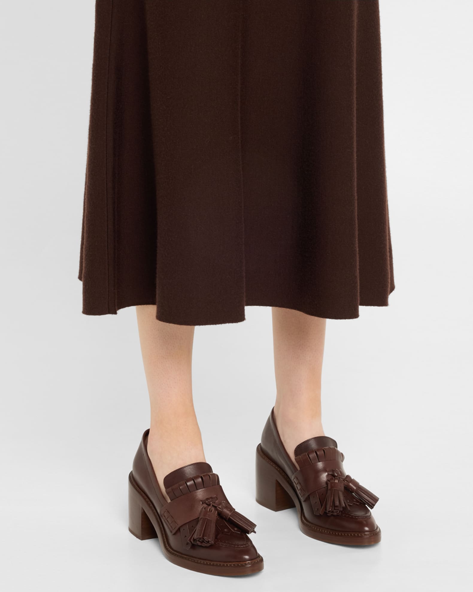 Fiona Leather Tassel Heeled Loafers 1