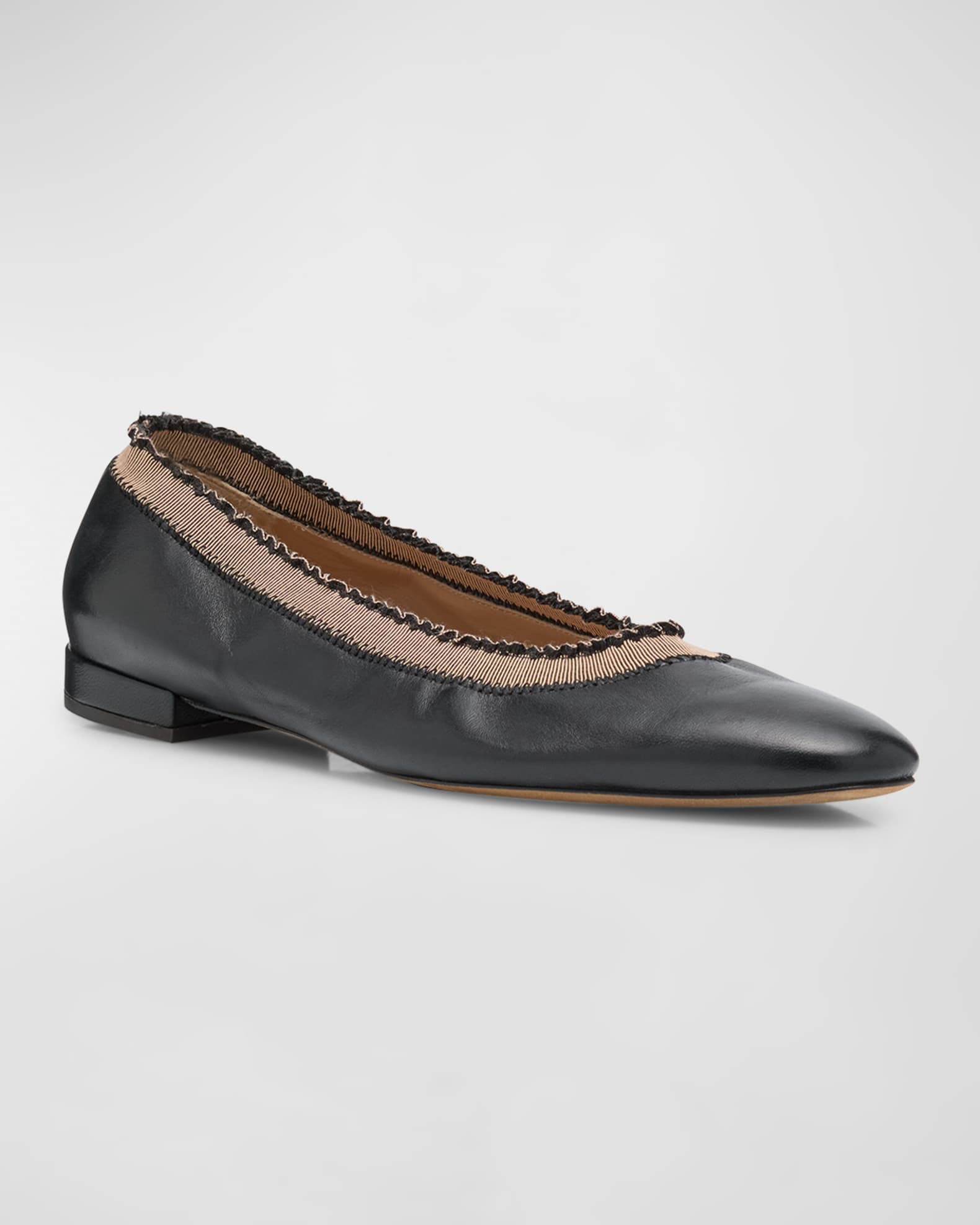 Elise Leather Ruffle Ballerina Flats 1