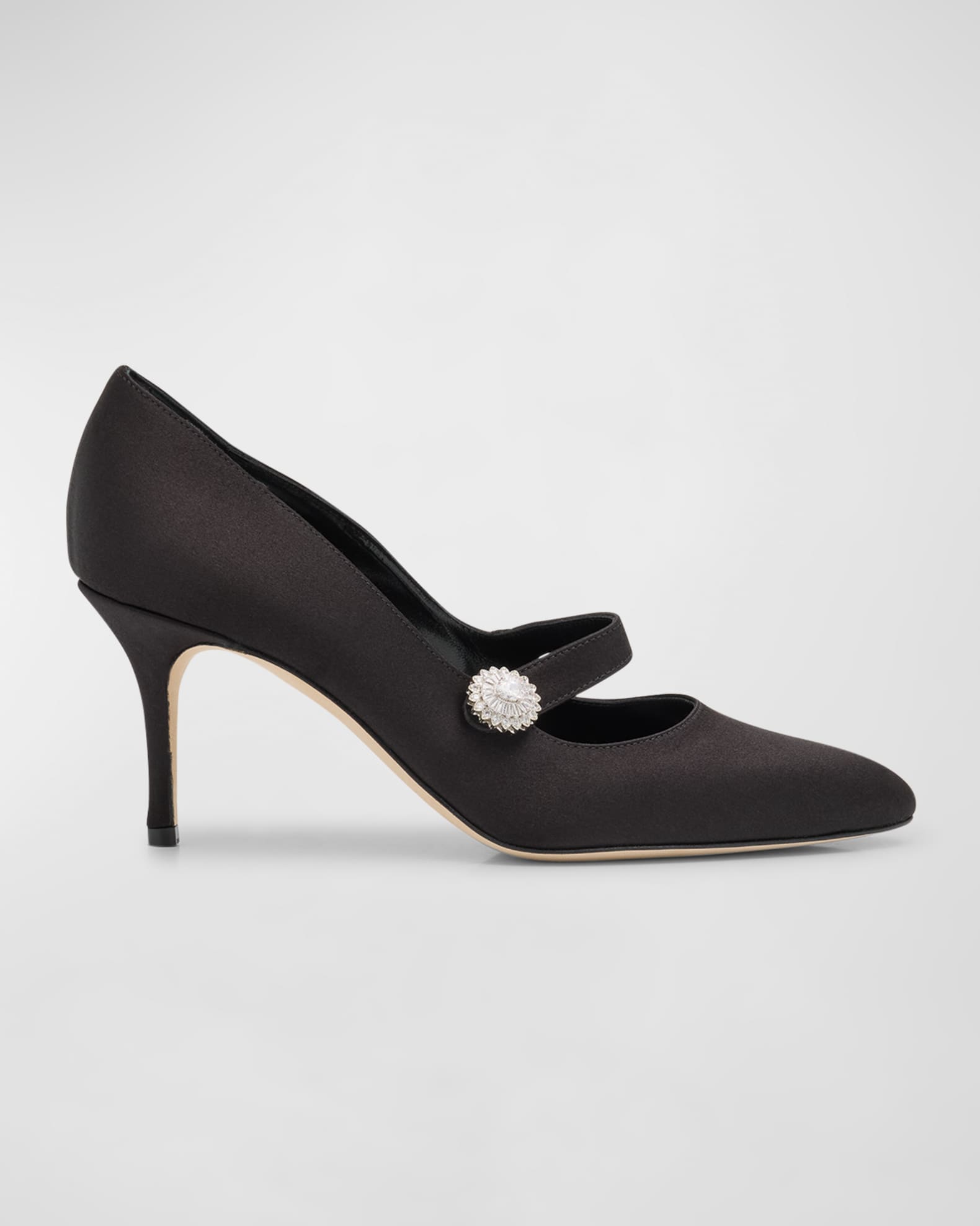 Manolo Blahnik Satin Crystal Mary Jane Pumps Neiman Marcus