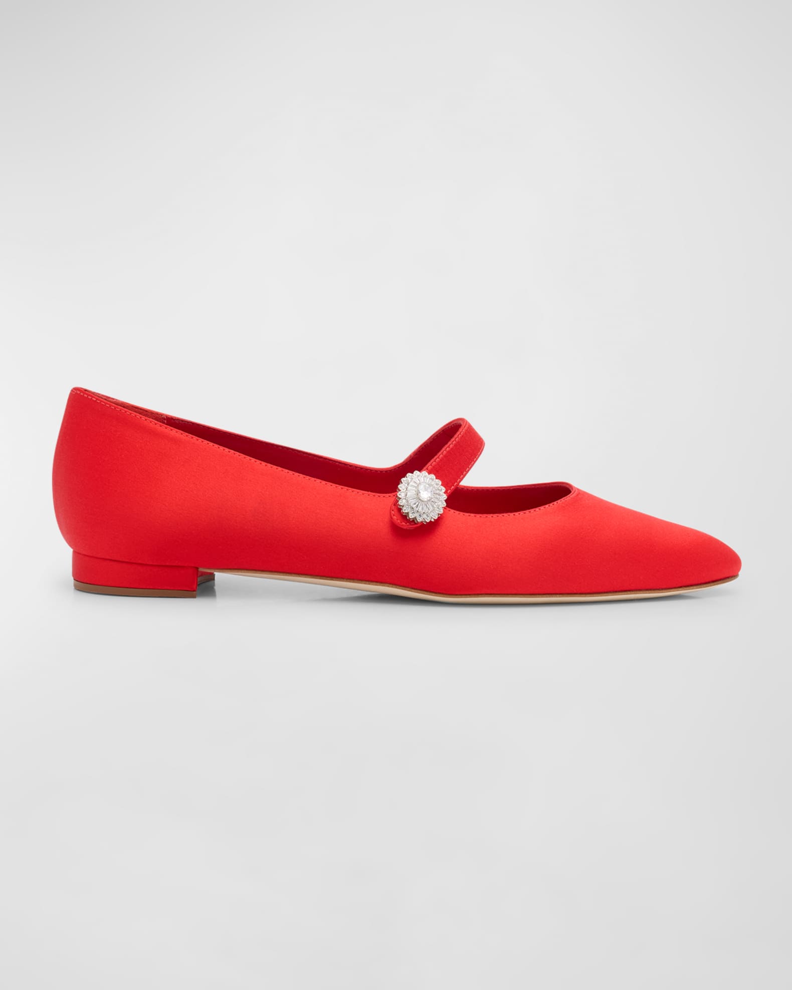 Manolo Blahnik Satin Crystal Mary Jane Ballerina Flats Red Women s 40EU Flats Ballet Ballerina Flats