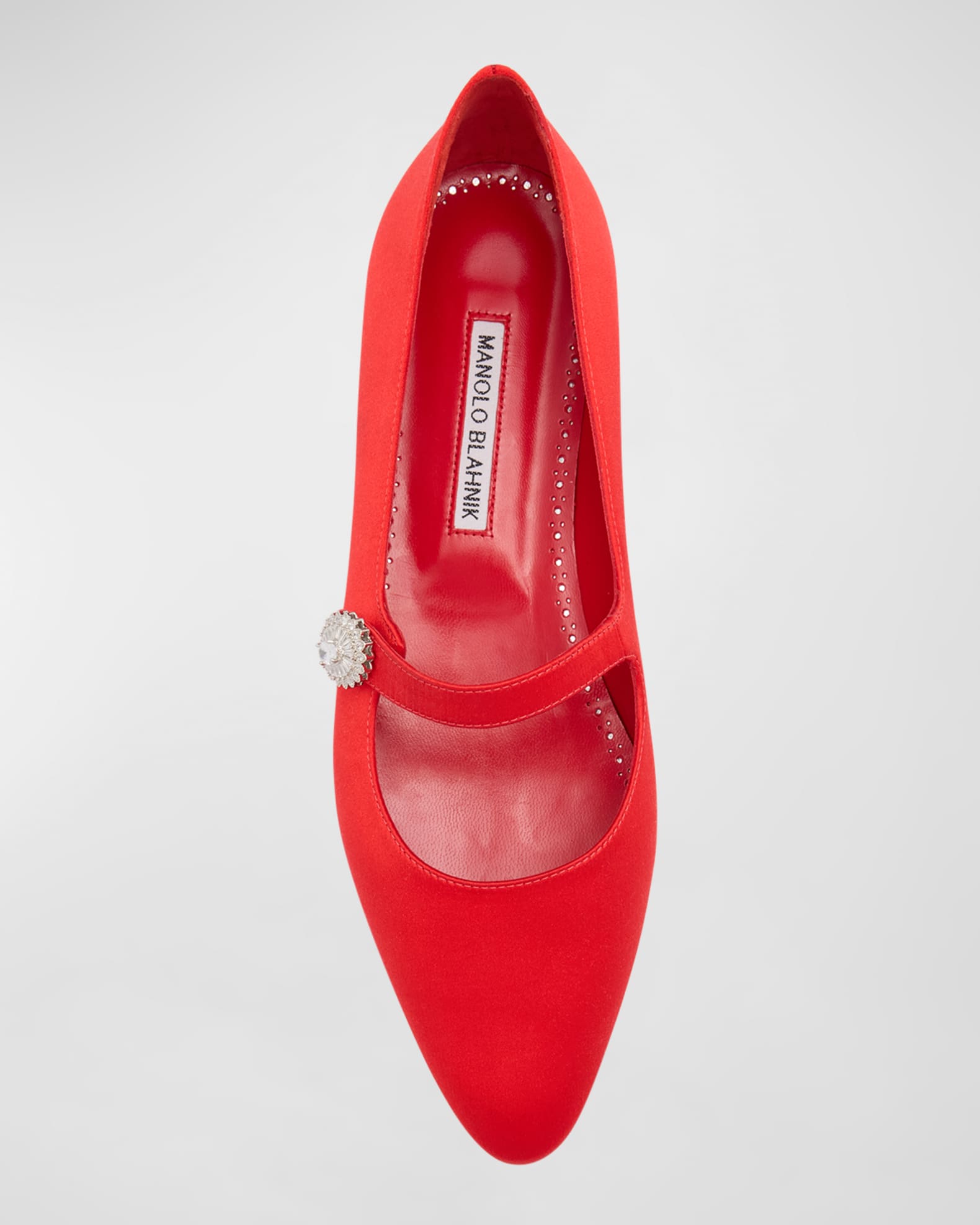 Manolo Blahnik Satin Crystal Mary Jane Ballerina Flats Neiman Marcus