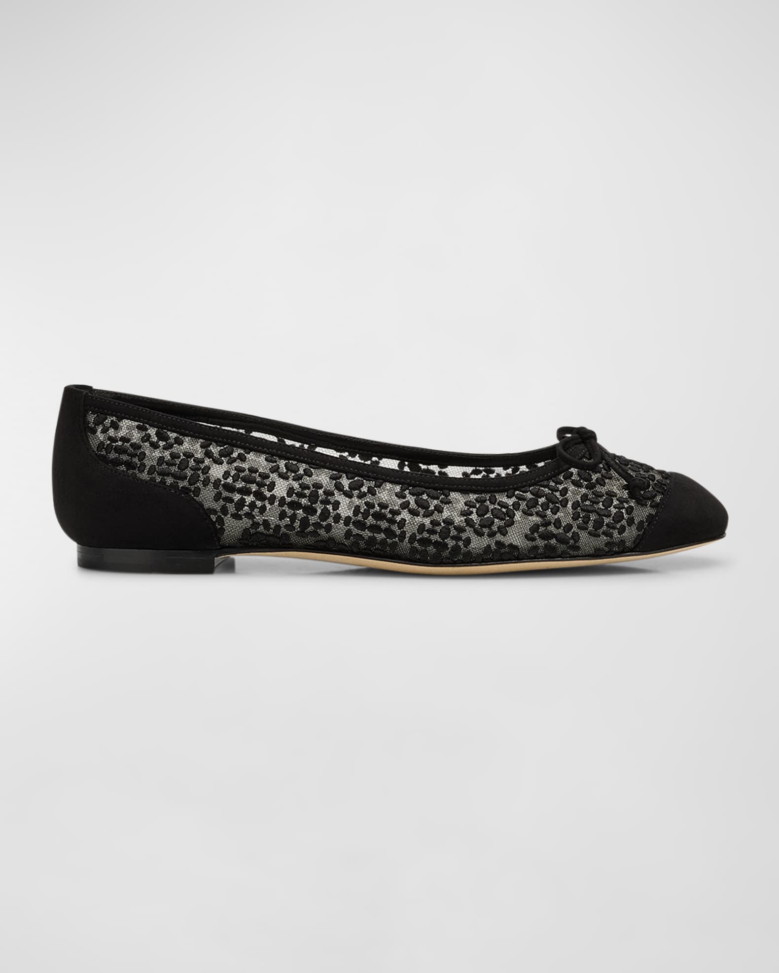 Manolo Blahnik Capbal Lace Cap Toe Ballerina Flats Neiman Marcus