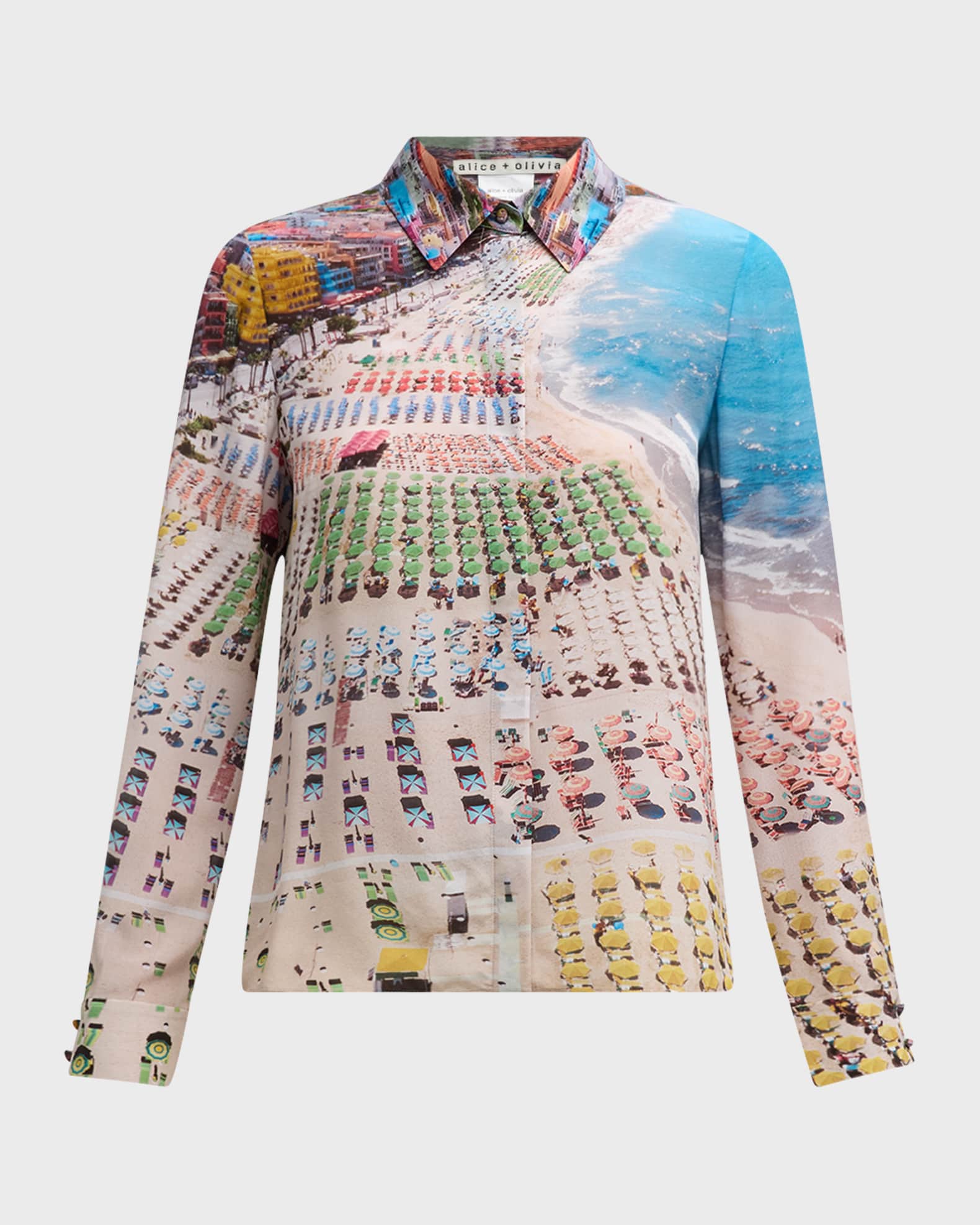 Alice + Olivia Whispering Waves Willa Placket Top