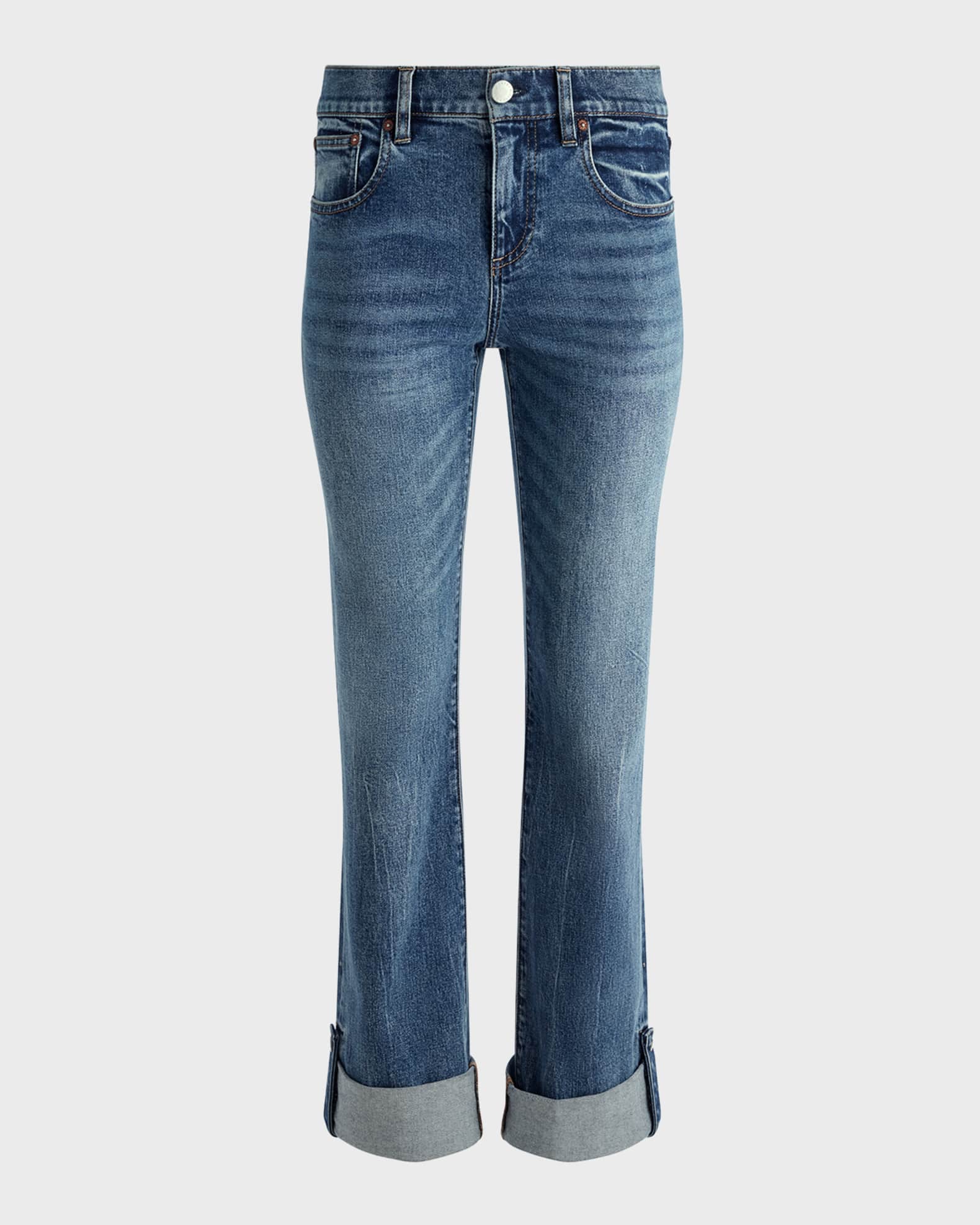 Alice + Olivia Alfie Low-Rise Cuffed Jeans