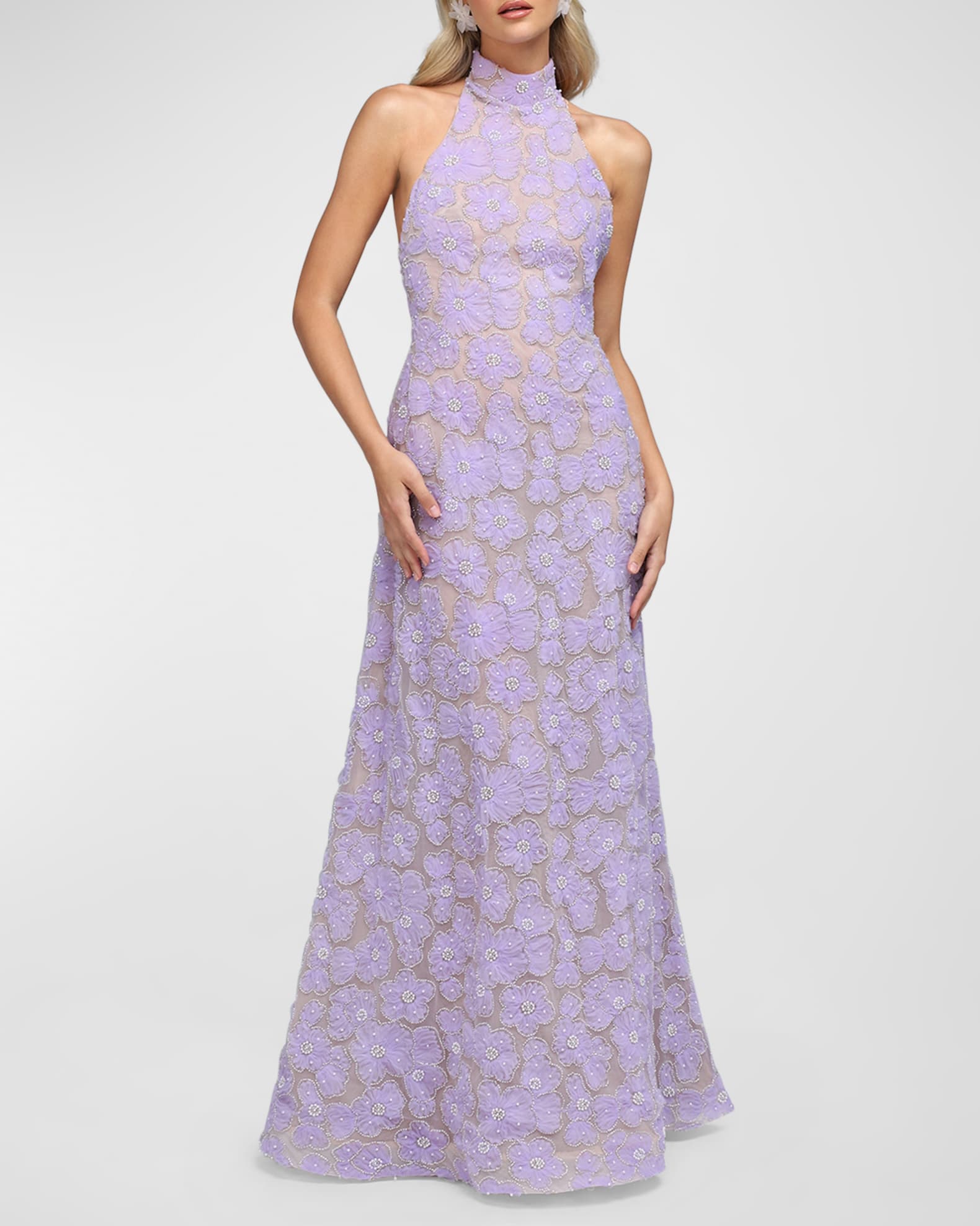 Beaded halter gown on sale