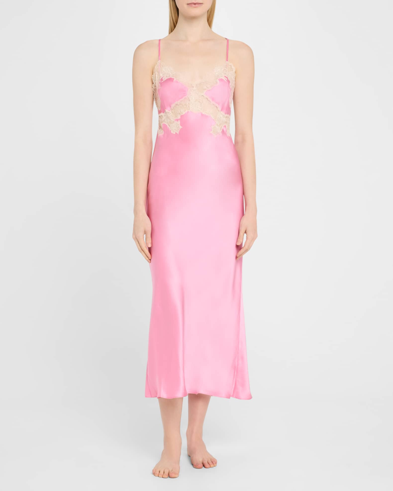 Lolita Lace-Trim Silk Charmeuse Nightgown 1