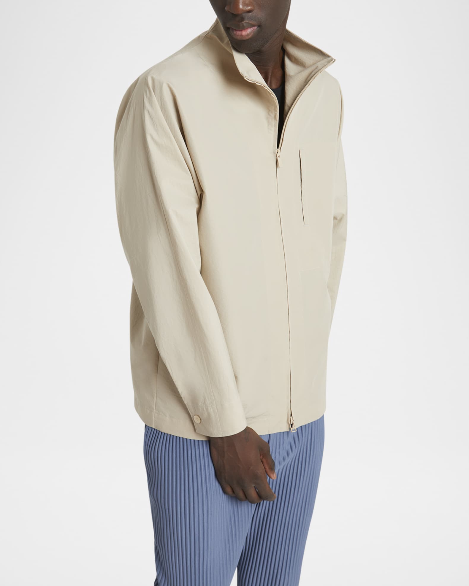 Homme Plisse Issey Miyake Men's Mock-Neck Zip Overshirt