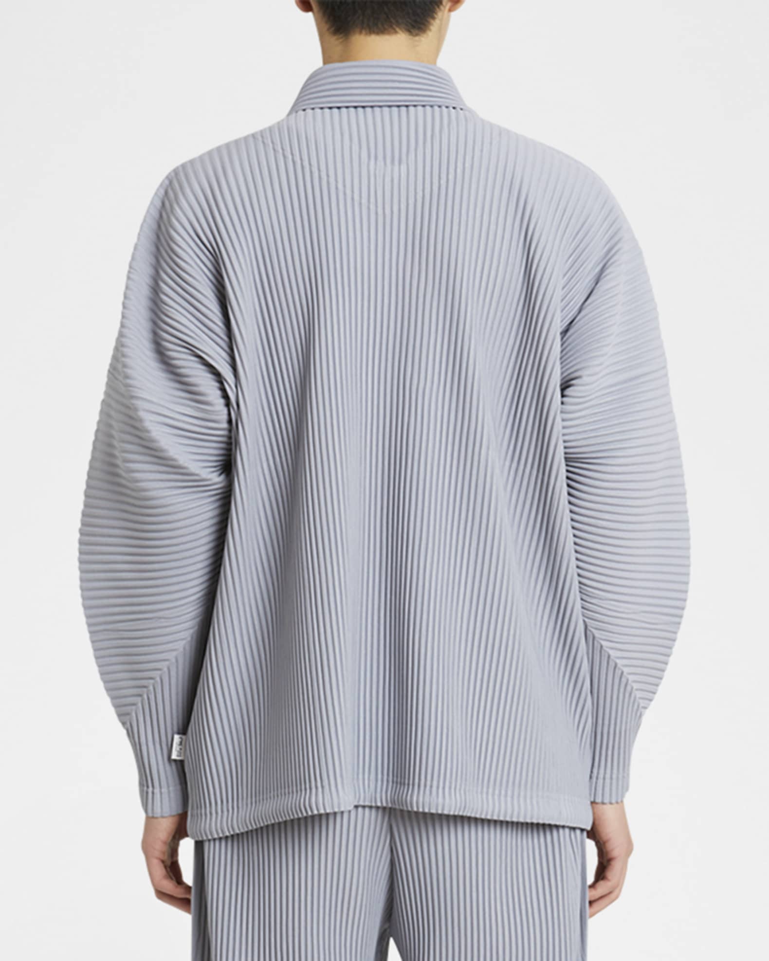 Men's Pleated Snap-Front Overshirt