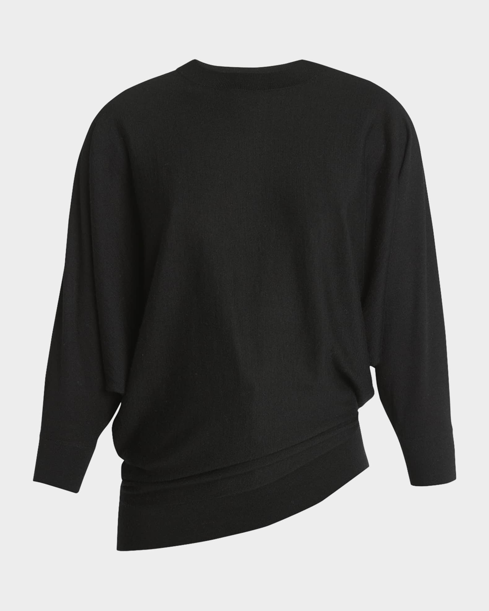 Asymmetric Dolman-Sleeve Cashmere Knit Sweater