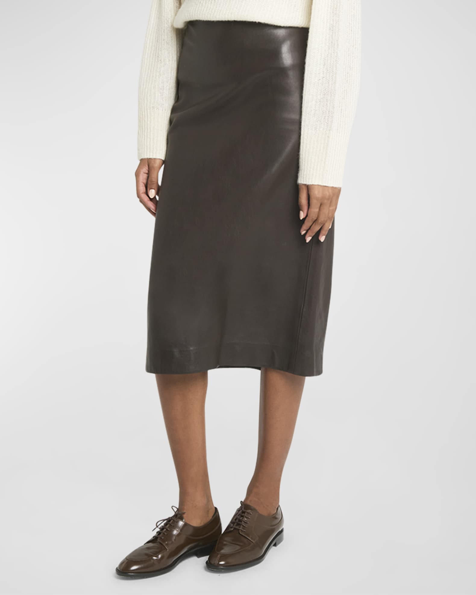 Leather Midi Pencil Skirt 1