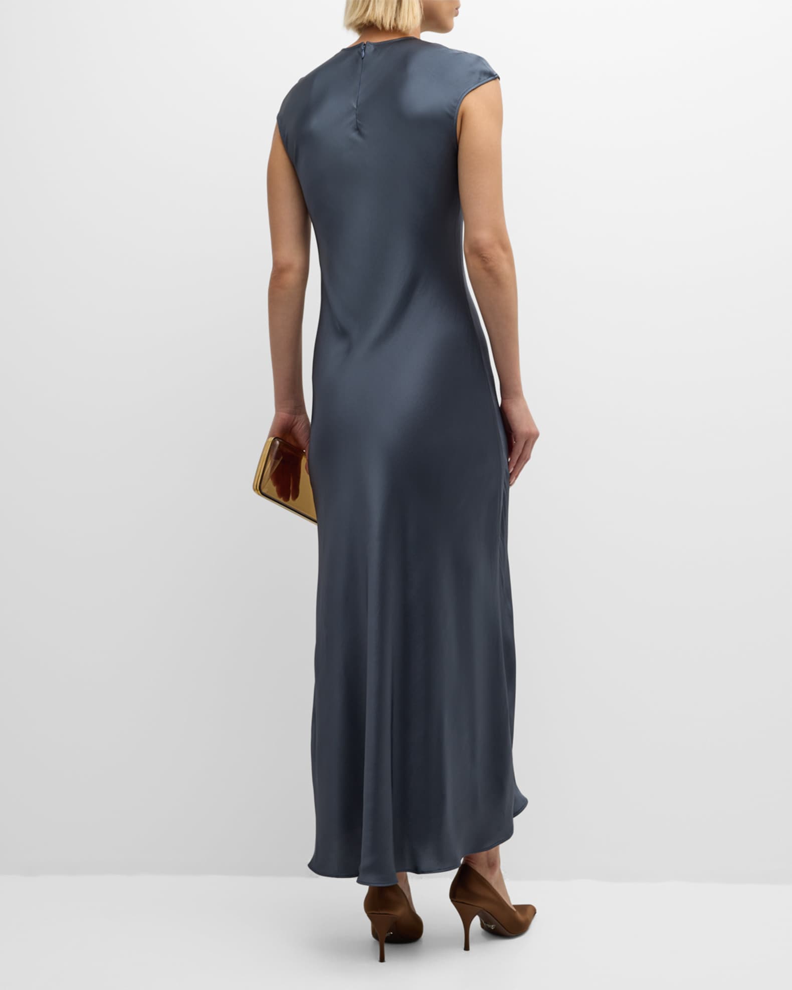 Satin Bias Maxi Dress - Neptune