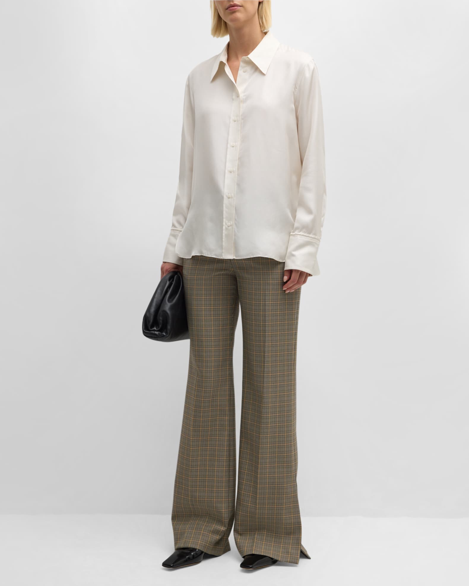ARGENT Button-Down Silk Twill Blouse | Neiman Marcus