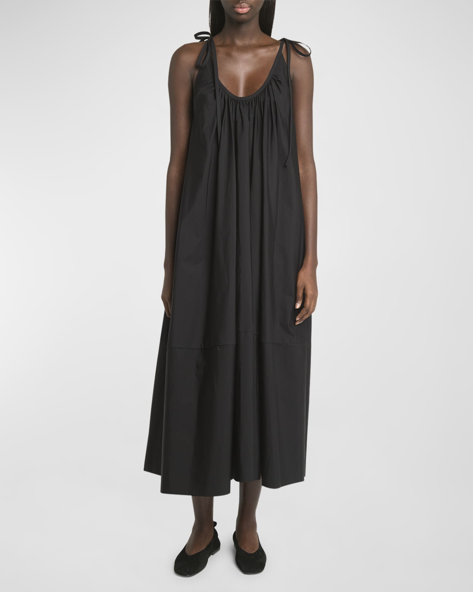 Sleeveless Gathered Maxi Shift Dress 1
