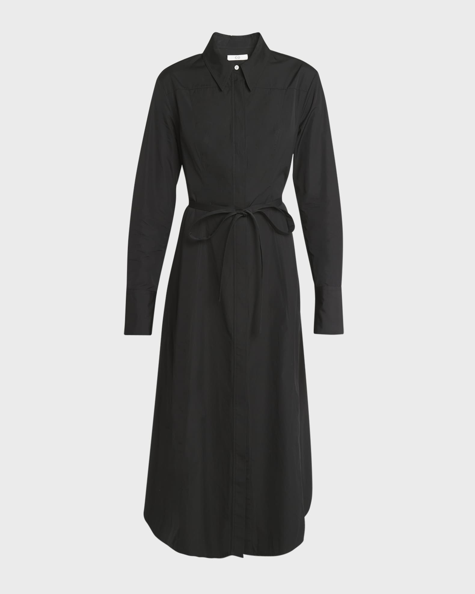 Long-Sleeve Belted Maxi Shirtdress 0
