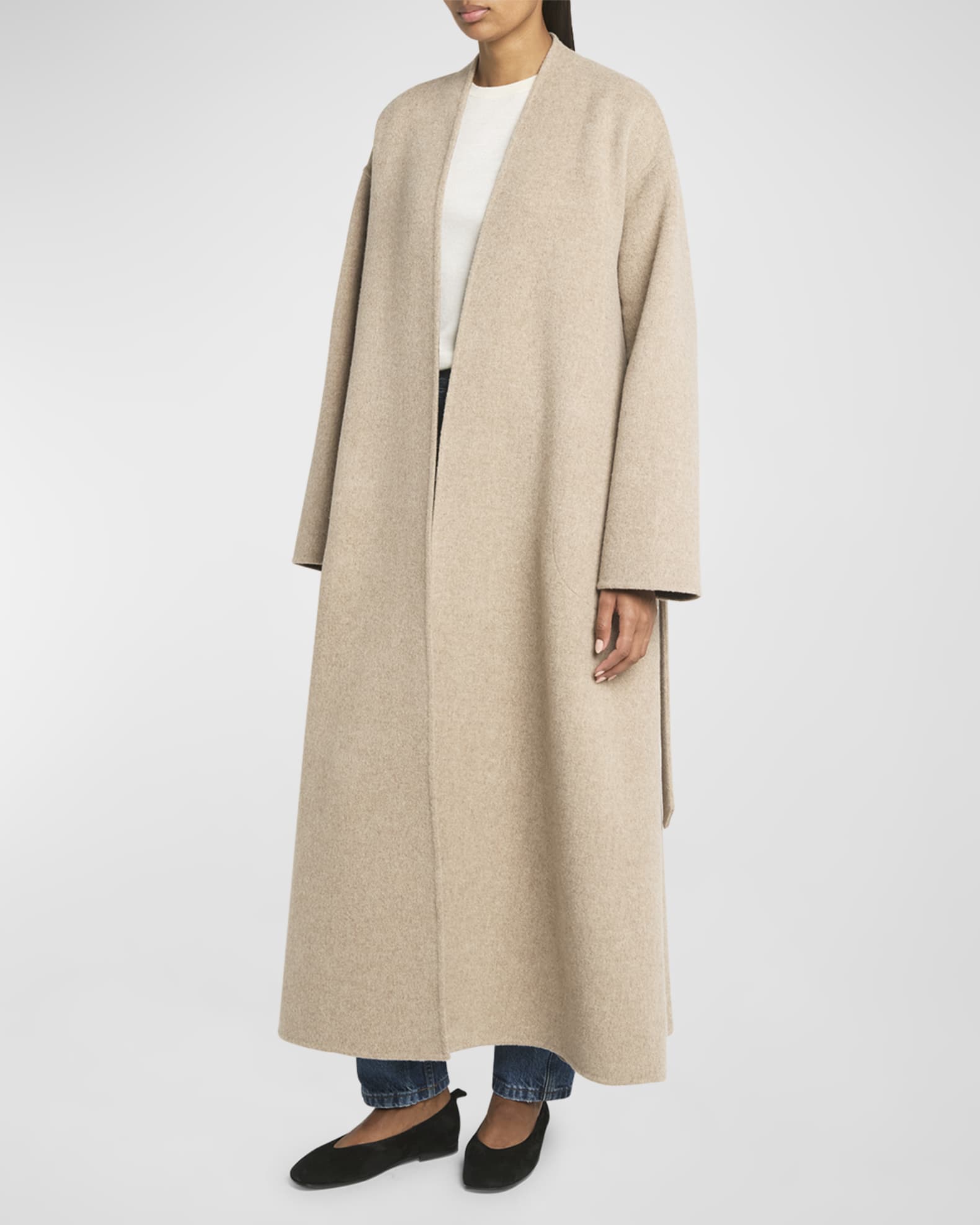 Double Wool-Cashmere Long Wrap Coat