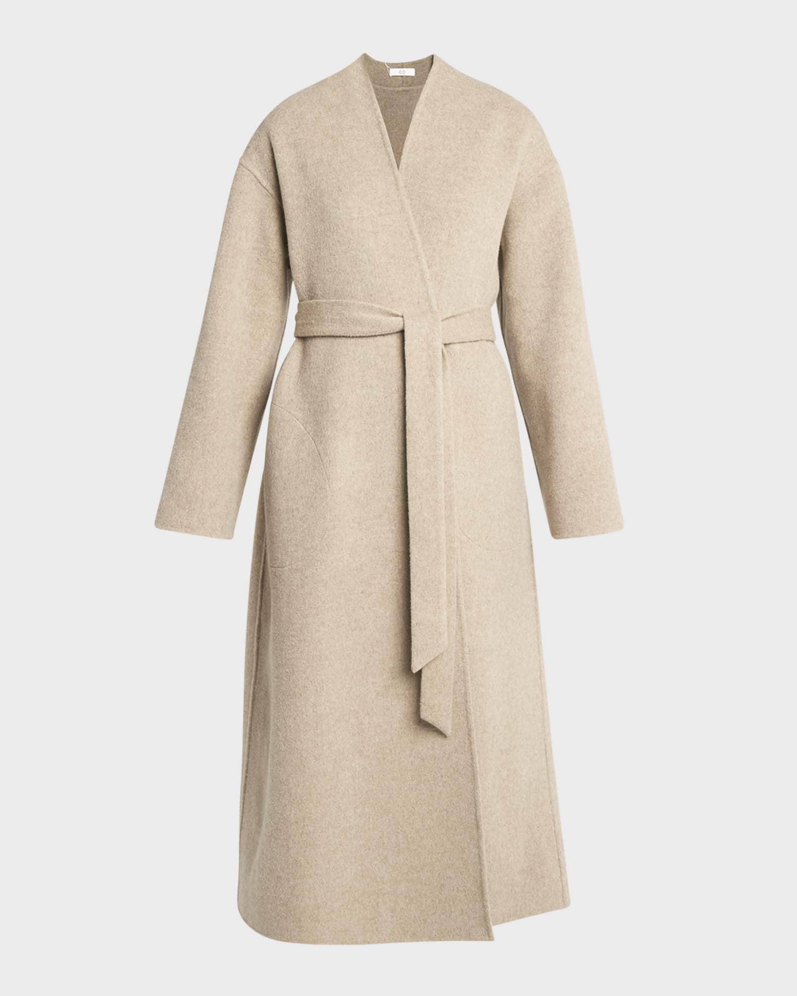 Double Wool-Cashmere Long Wrap Coat 0