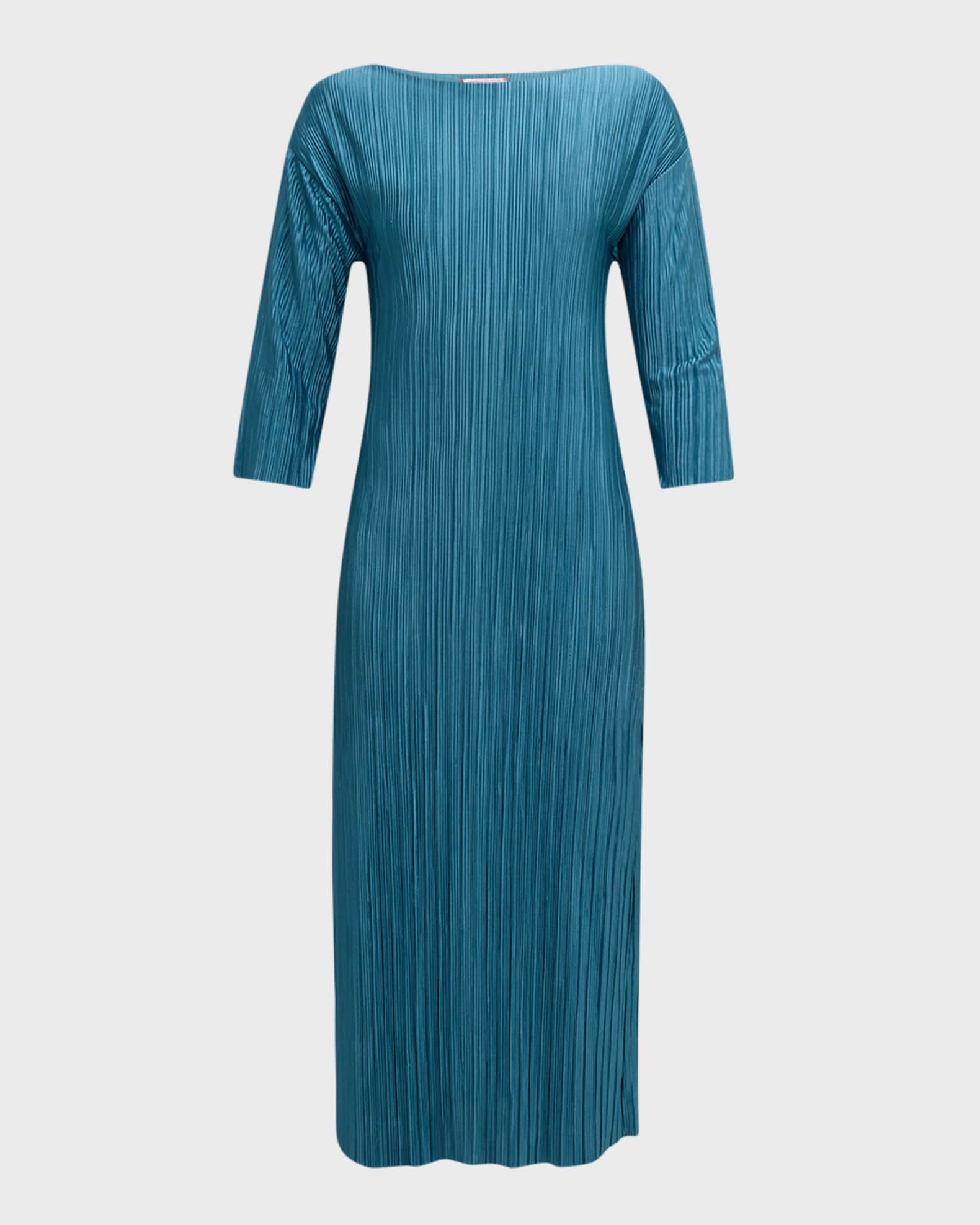 Cap Sleeve Pleated Bateau Neck Sheath Long Dress Dusk main image 1