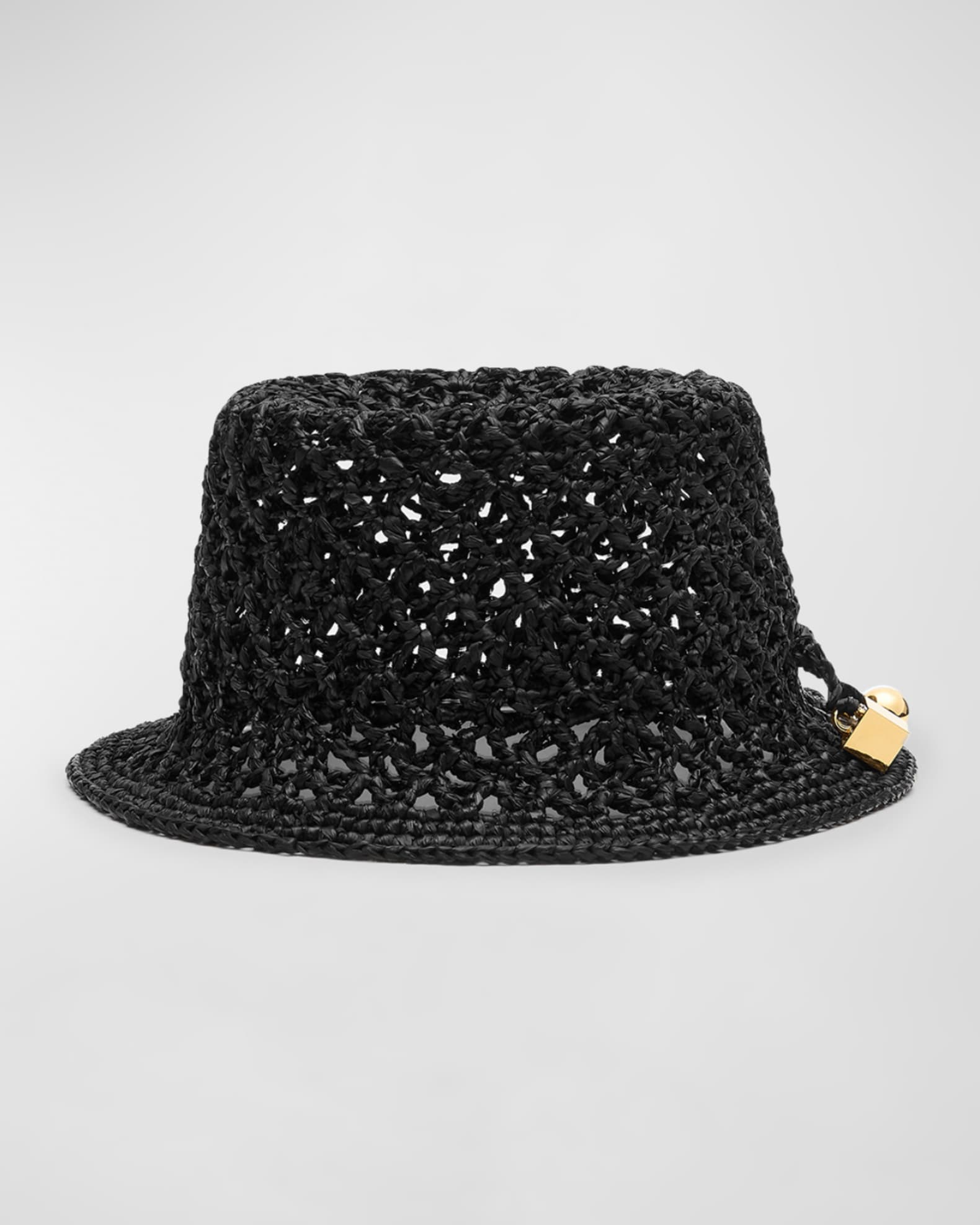 Le Bob Spiaggia Woven Raffia Bucket Hat  0