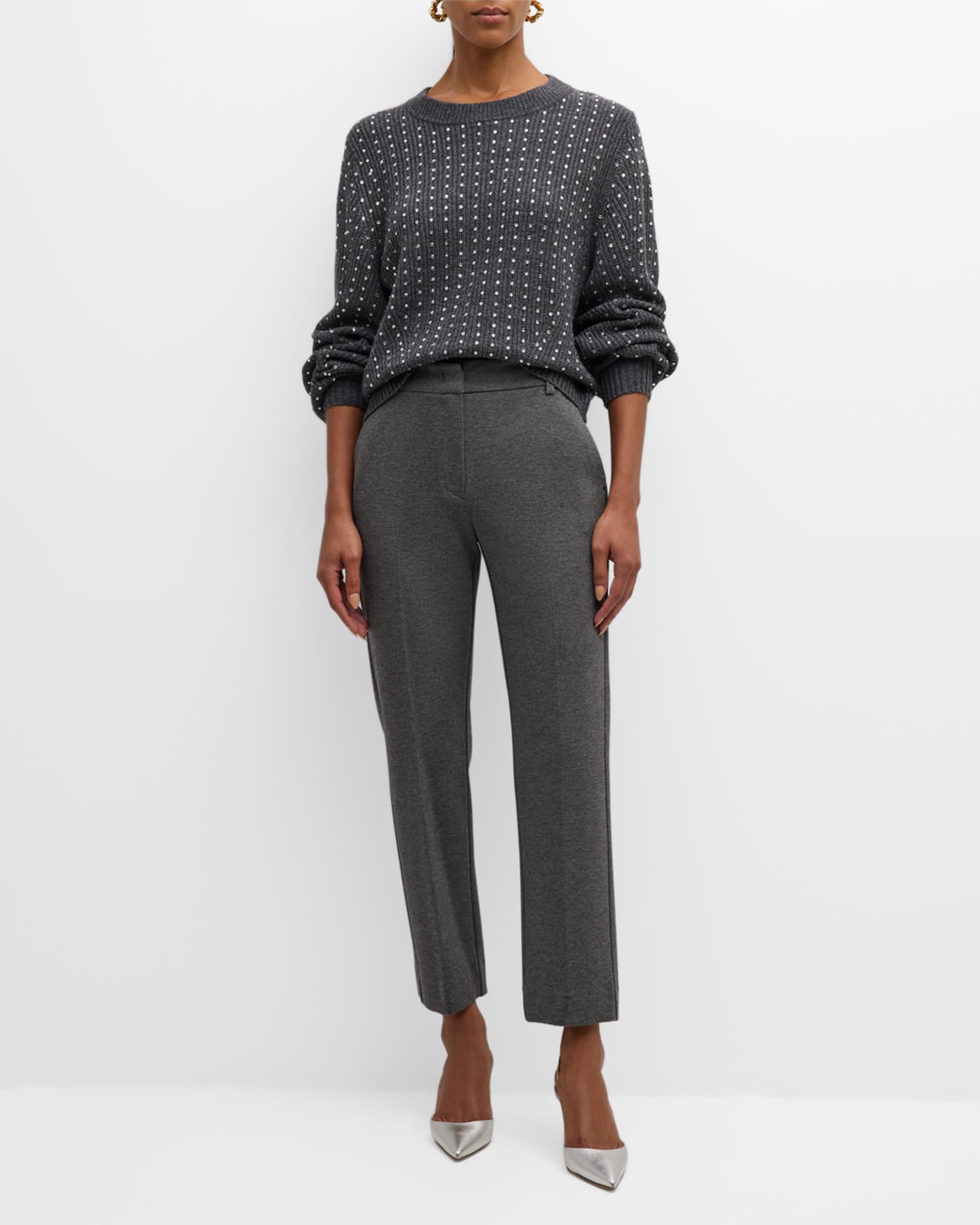 Marella Molo Rhinestone Embellished Crewneck Sweater Neiman Marcus