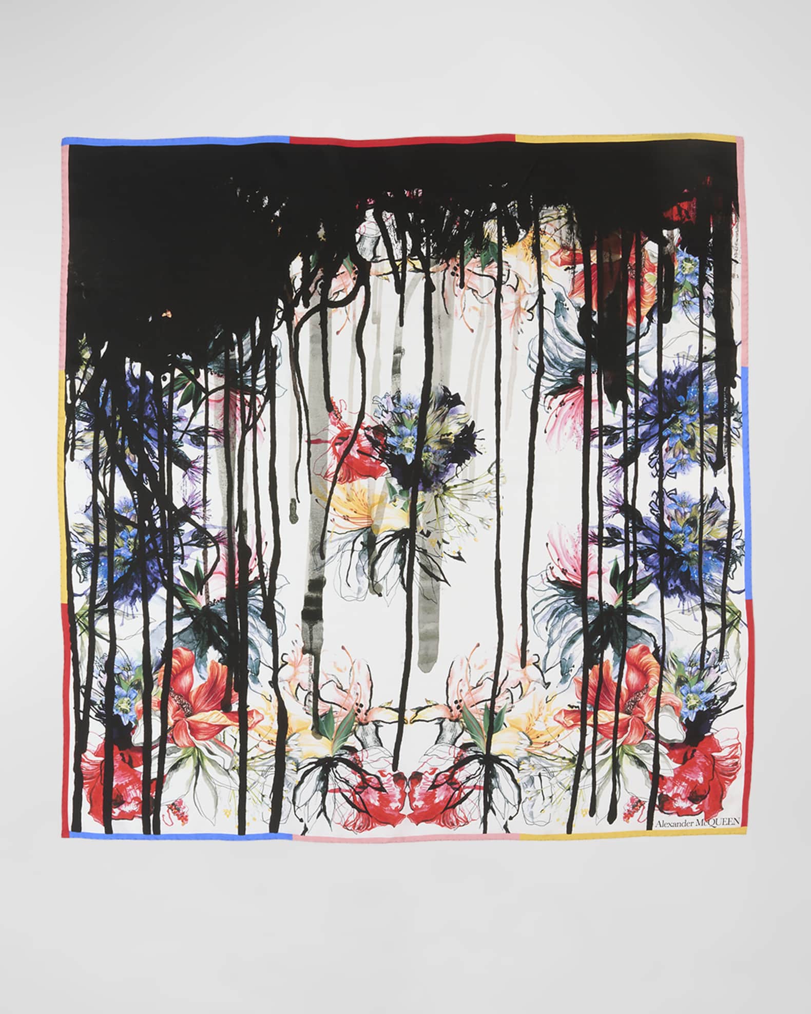 Alexander McQueen Exploded Flora Silk Square Scarf