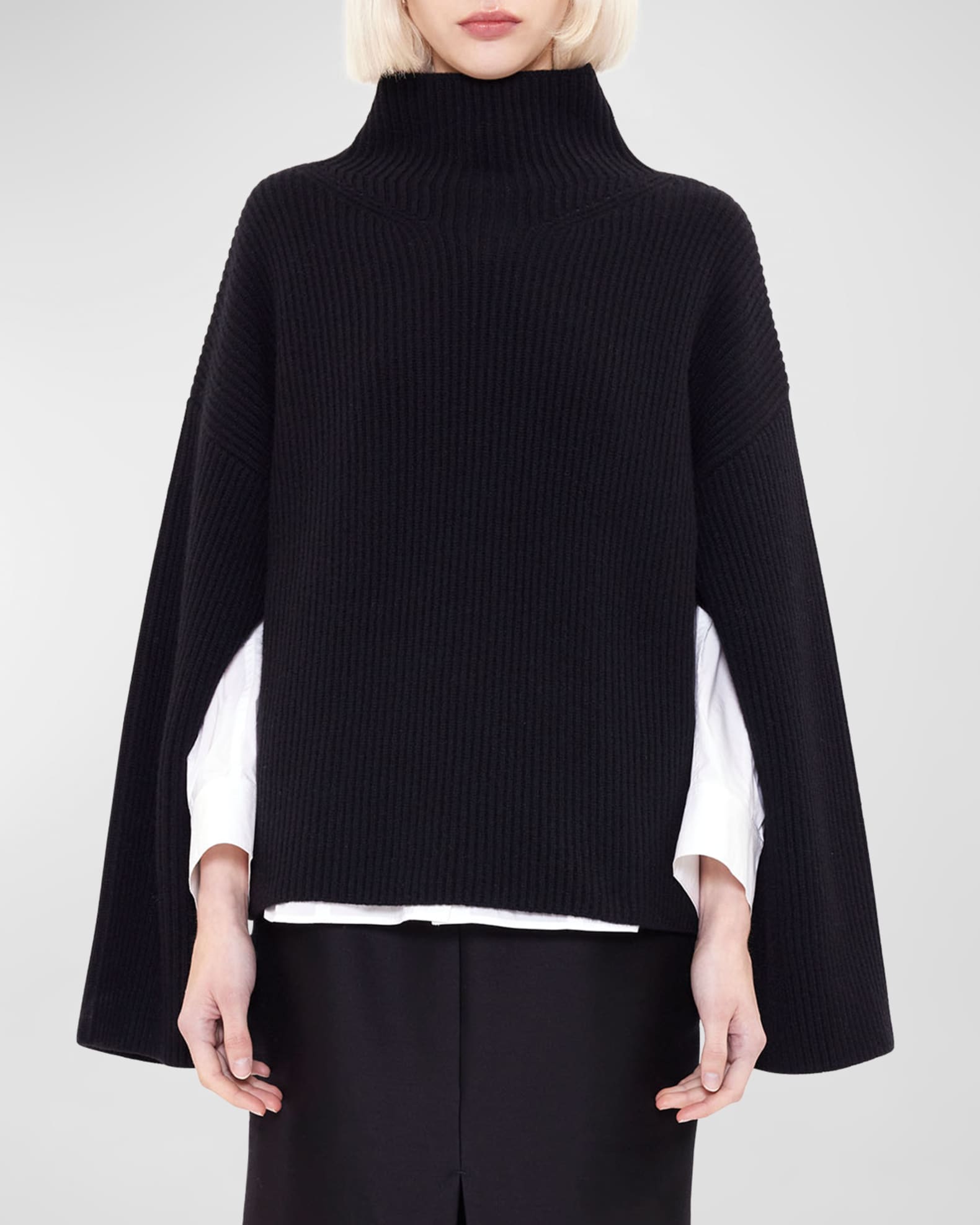 arch4 Frankie Cashmere Ribbed Split Sleeve Sweater Neiman Marcus