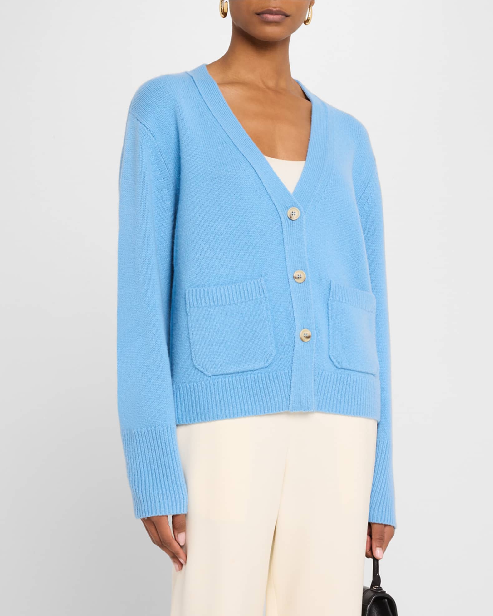 Seamless V-Neck Cashmere Cardigan — Heather – La Garçonne