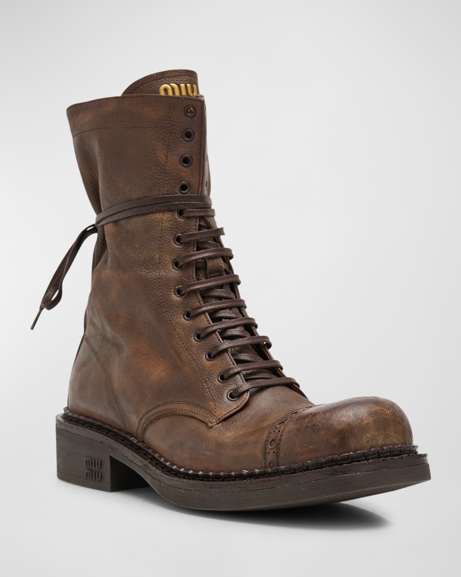Miu miu lugged sole combat boot online