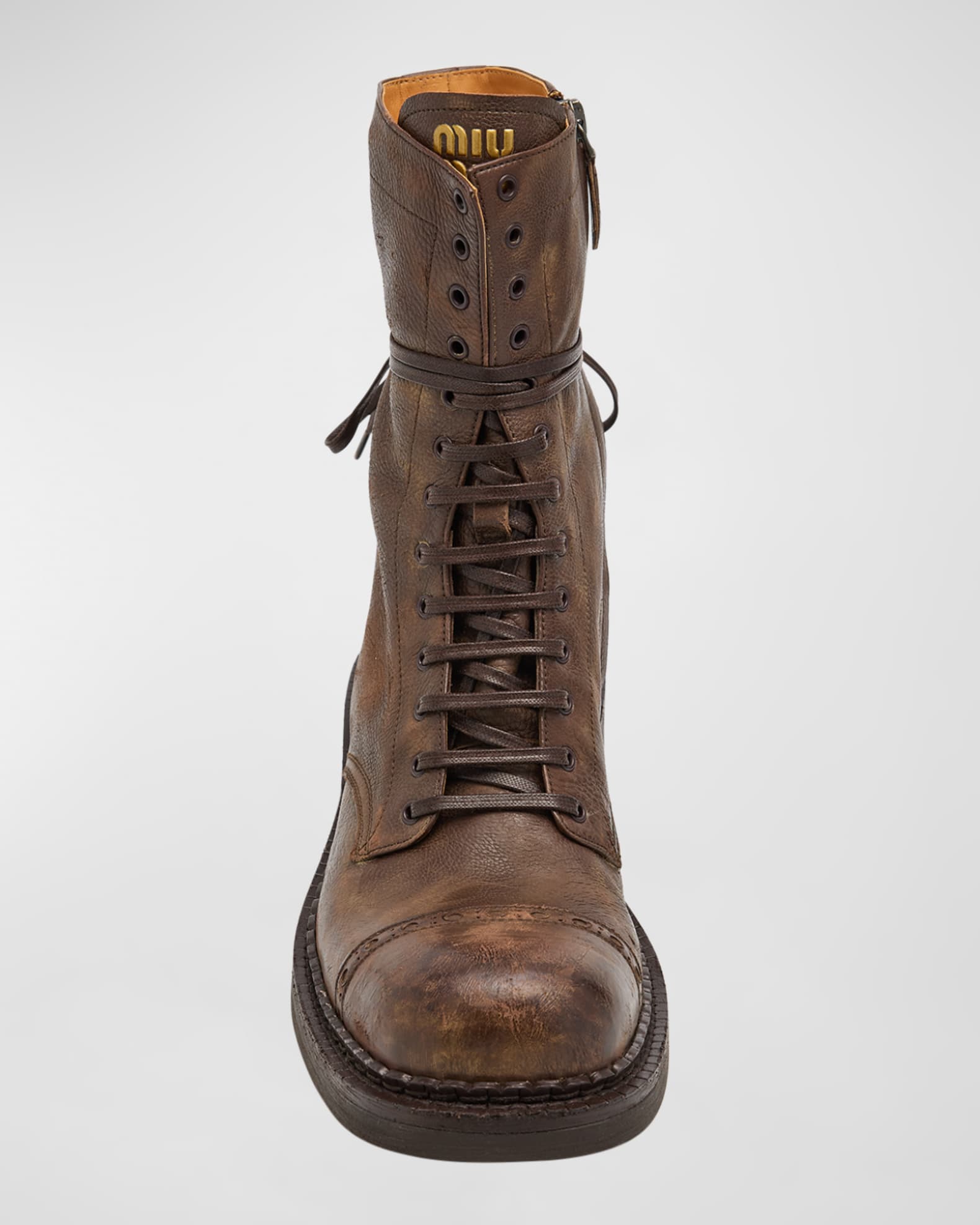 Miu Miu Calfskin Cap-Toe Combat Boots | Neiman Marcus Miu Miu Calfskin Cap-Toe Combat Boots | Neiman Marcus