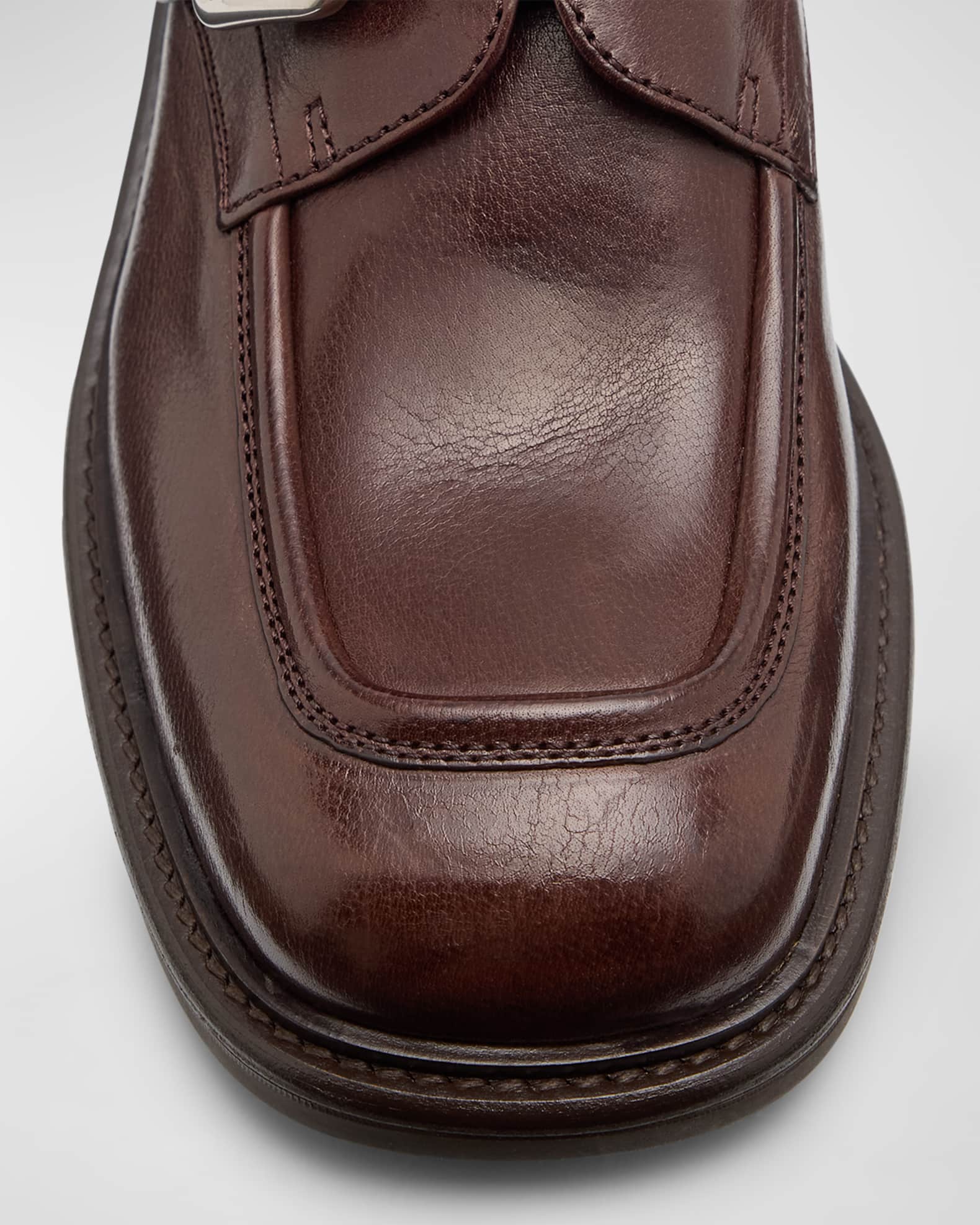 Miu Miu Buffalo Leather Buckle Loafers | Neiman Marcus