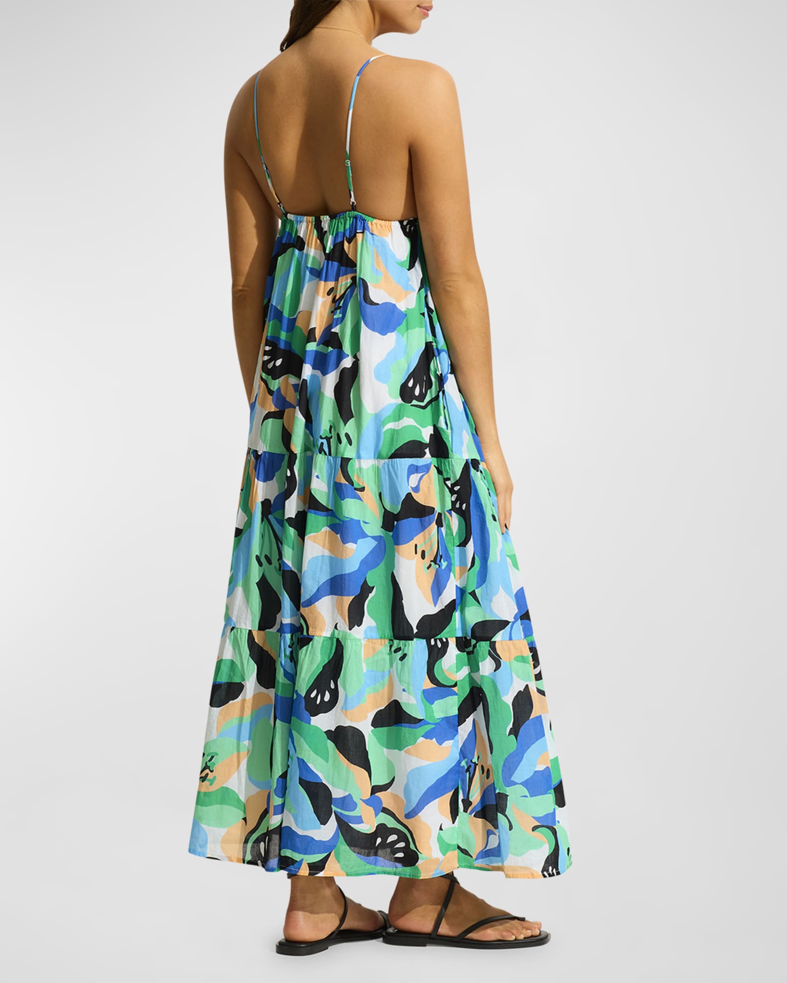 Seafolly Tiered Cotton Midi Dress Neiman Marcus