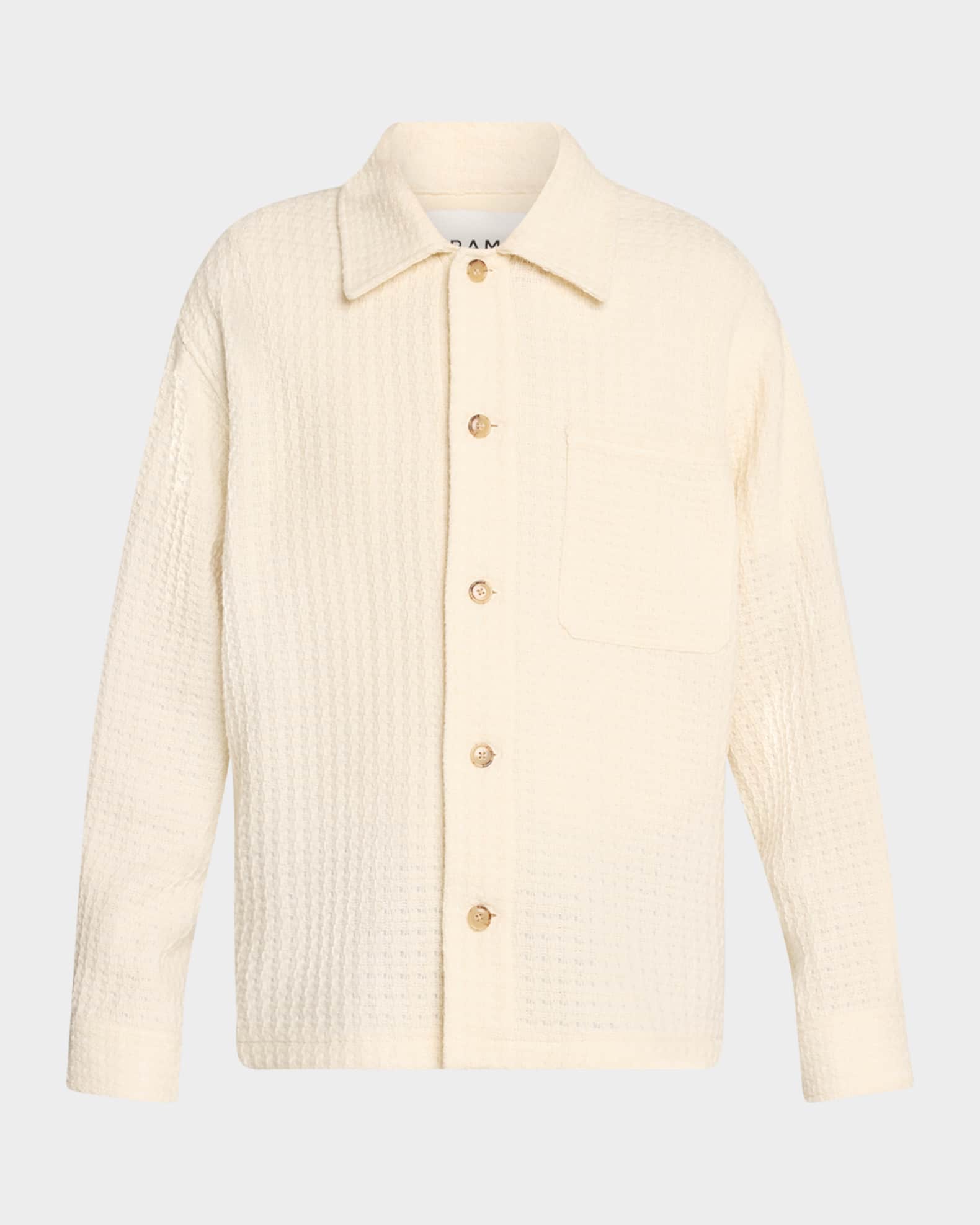 FRAME Men's Textured Wool-Blend Overshirt