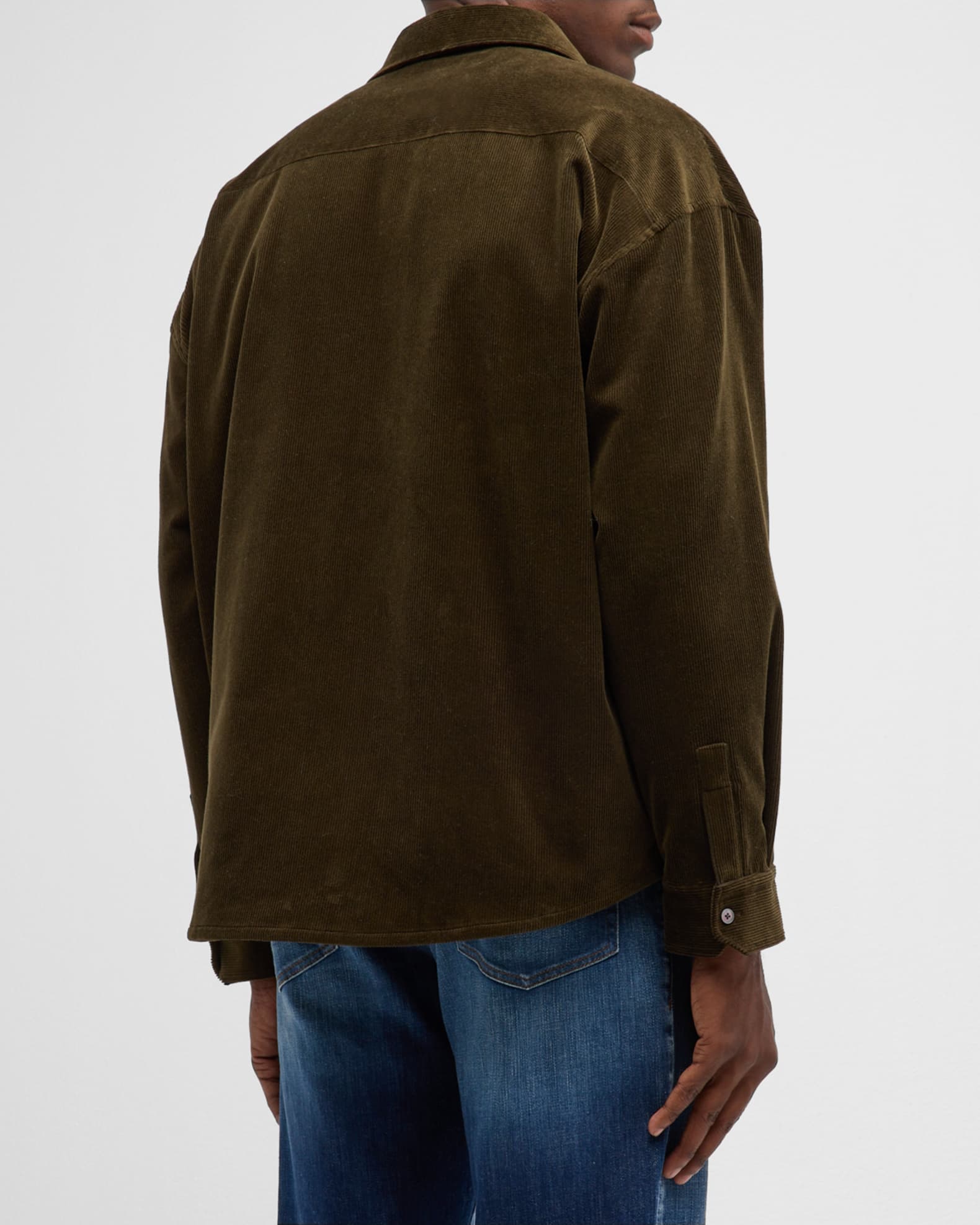Mens Full Zip Corduroy Overshirt Dusty Blue