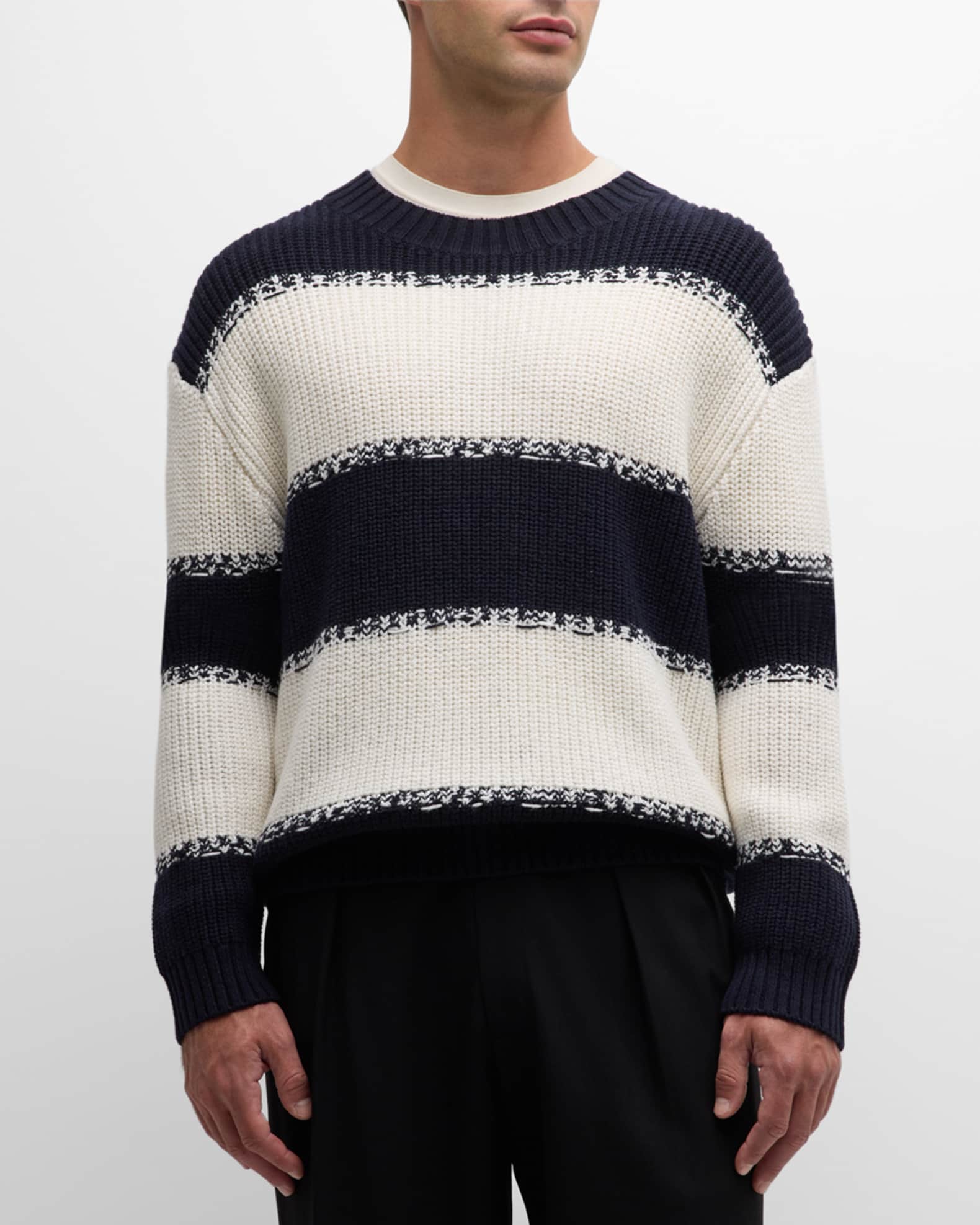 FRAME Men's Striped Knit Sweater Neiman Marcus