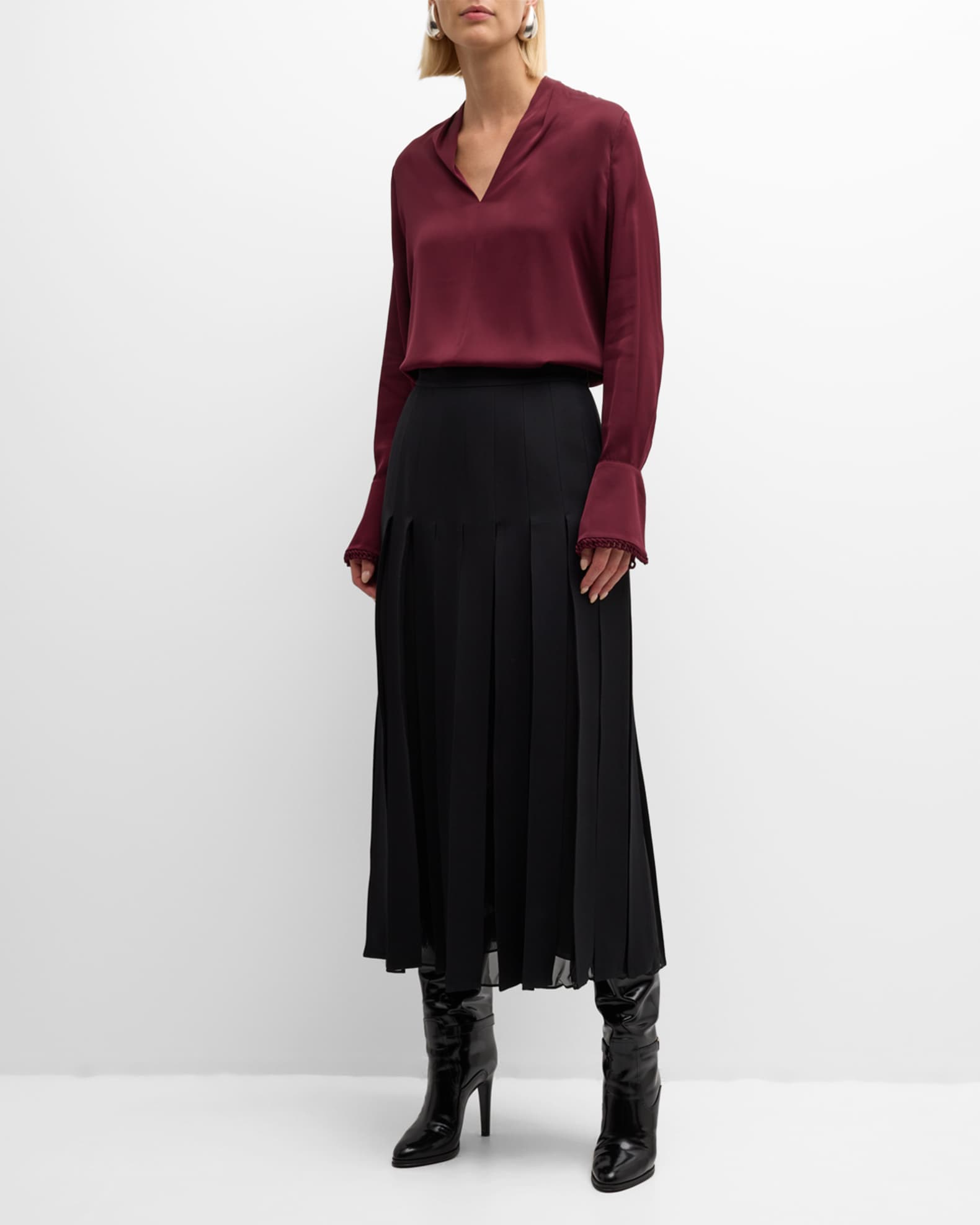 Verily Braided-Trim Silk Blouse 1
