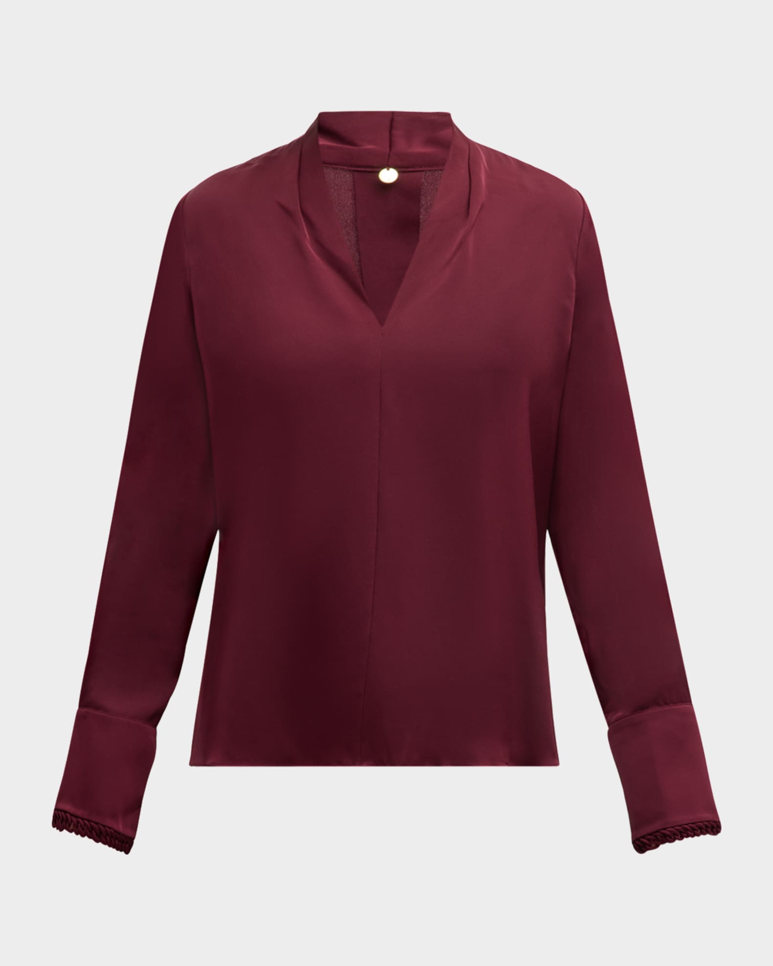 Verily Braided-Trim Silk Blouse 0