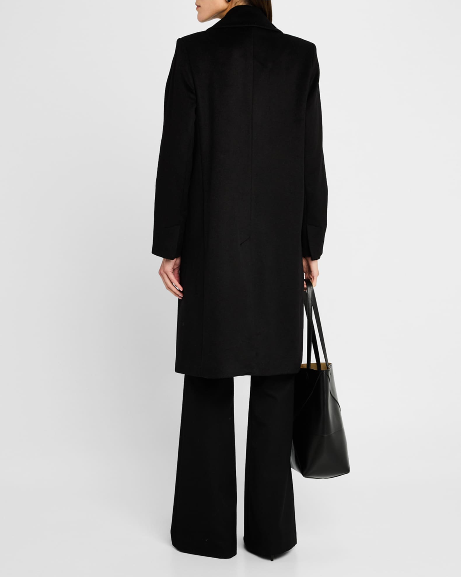 Kobi Halperin Alora Ruffle Brushed Wool Coat Black