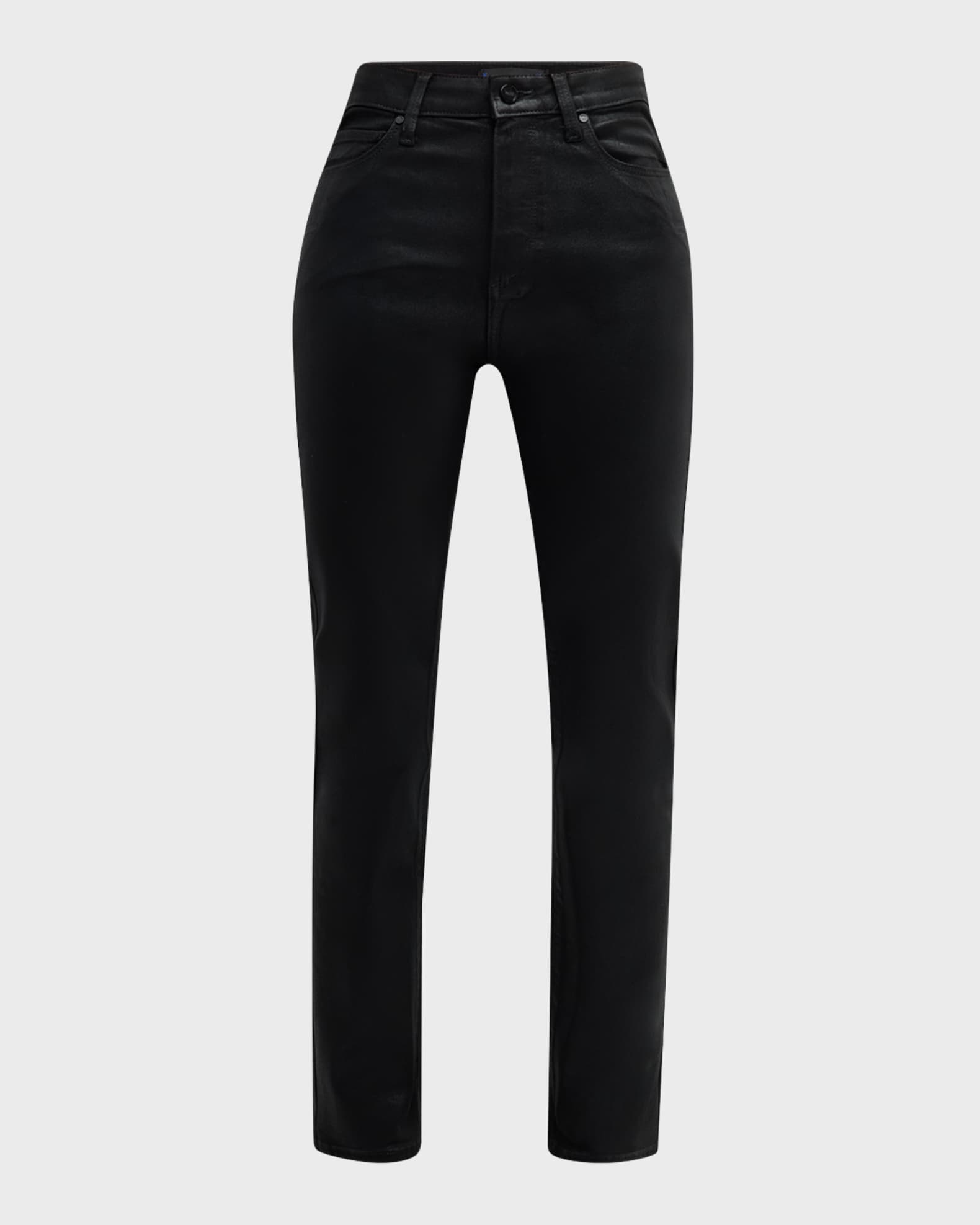 Paige Women s Cindy Black Fog Luxe Coating Straight Jeans Size 31