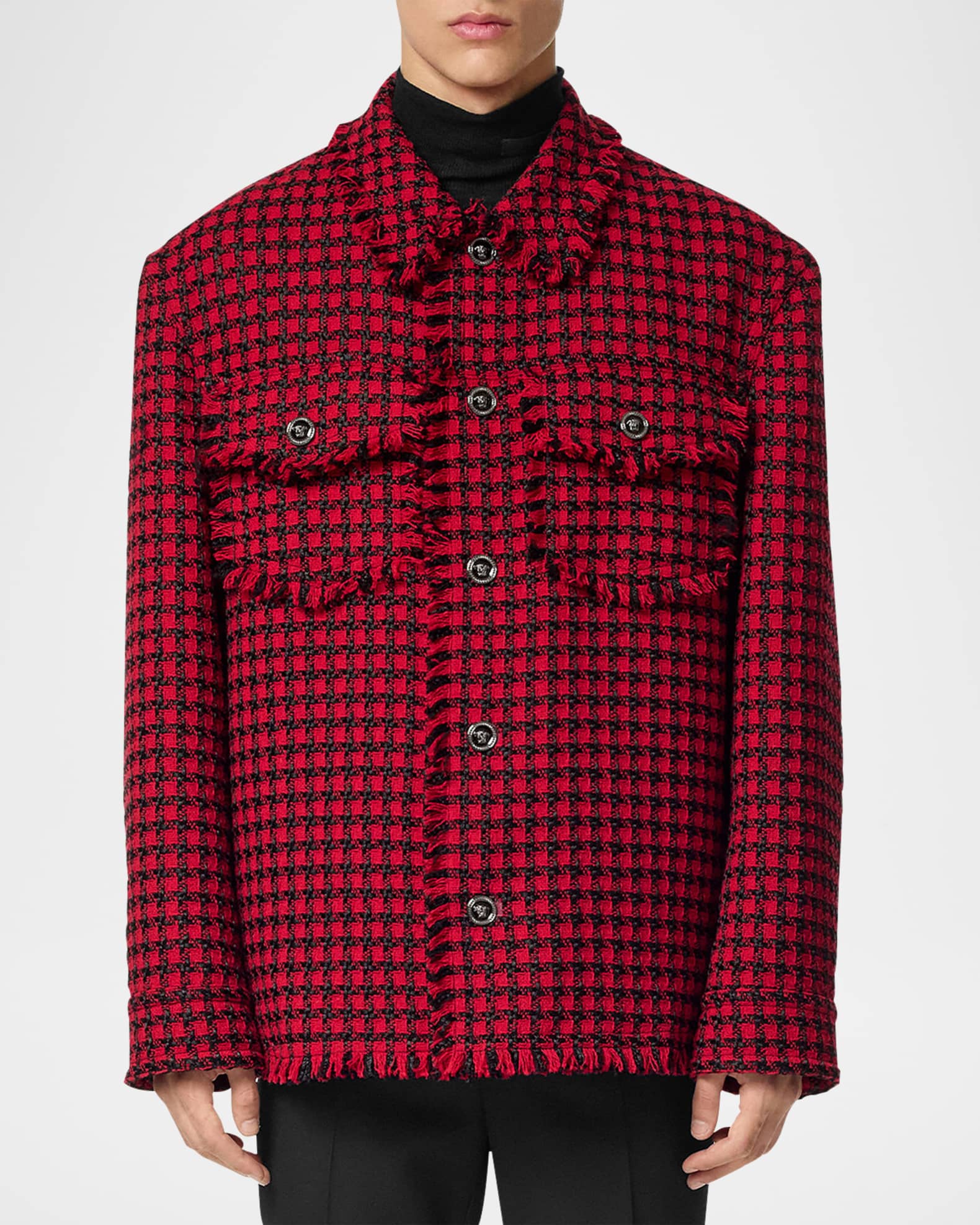 Versace Men's Medusa Tweed Overshirt | Neiman Marcus
