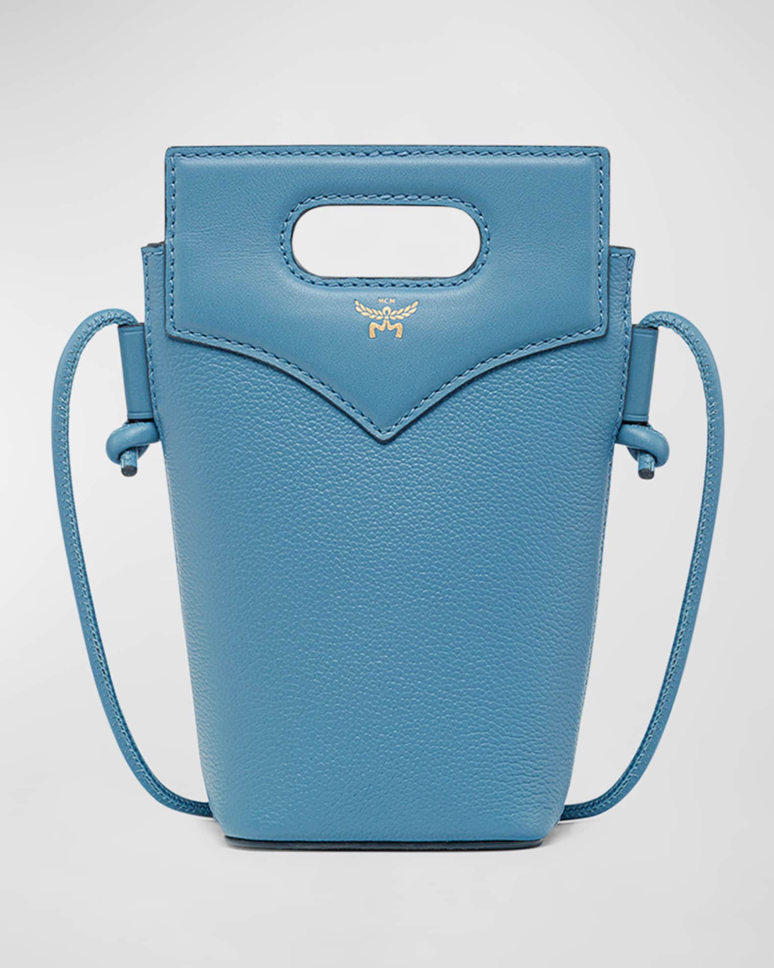 Diamond Flat Leather Pouch Bucket Bag 0